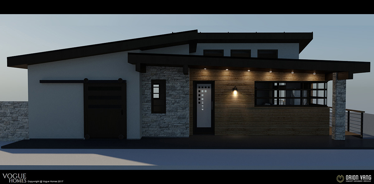 3D - Modern Guest House - Front View