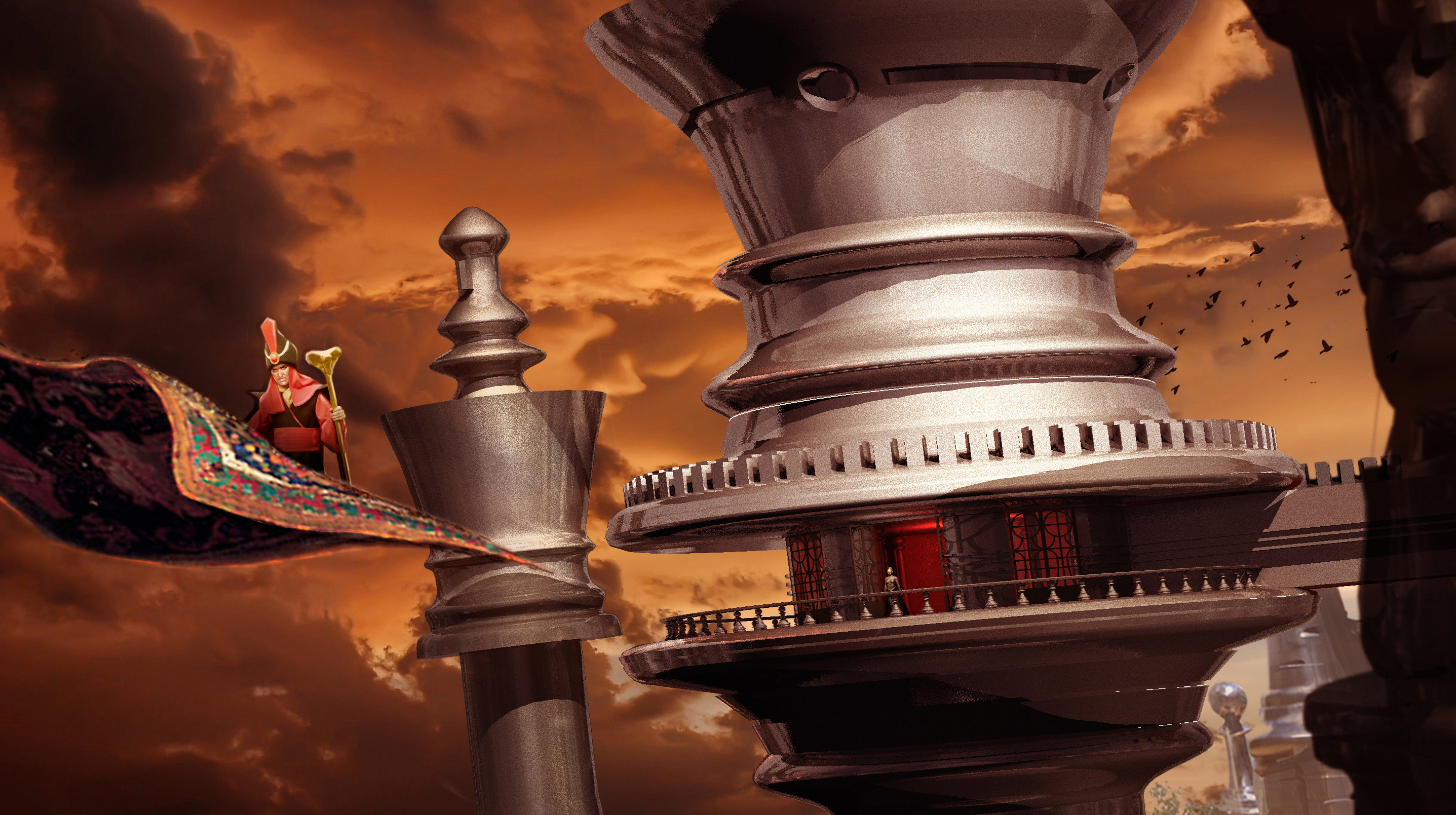 3D Chess Piece City Concept for ABC's Once Upon a Time in Wonderland