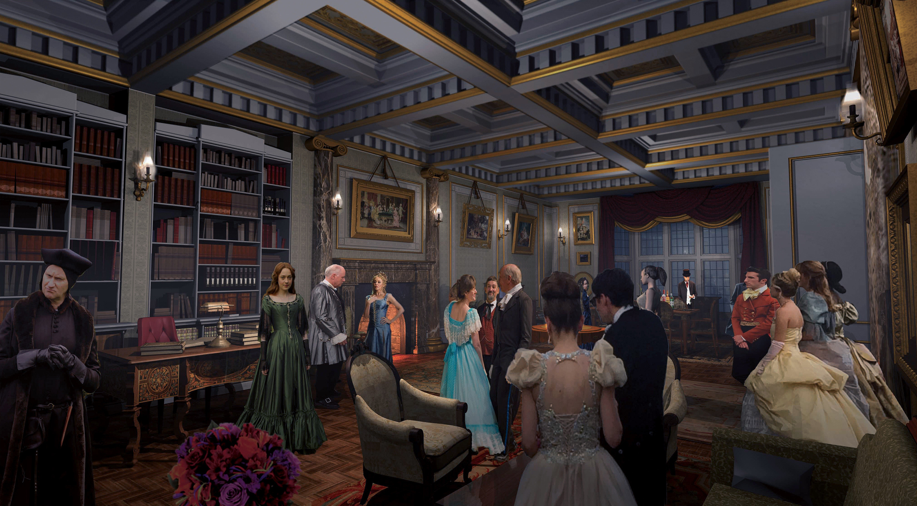 3D Victorian London Apartment Interior with 2D People Cards / Once Upon a Time Season 6 