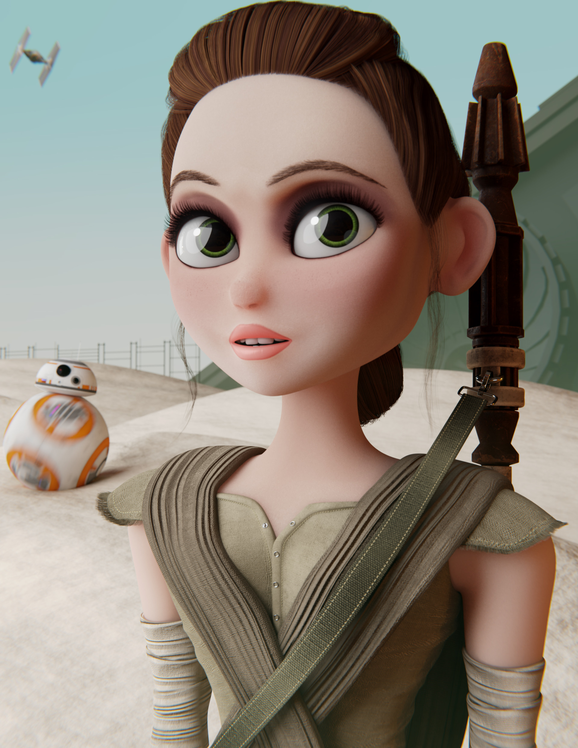 Artstation Star Wars Force Awakens Stylized Rey 3d Render Andre Venter