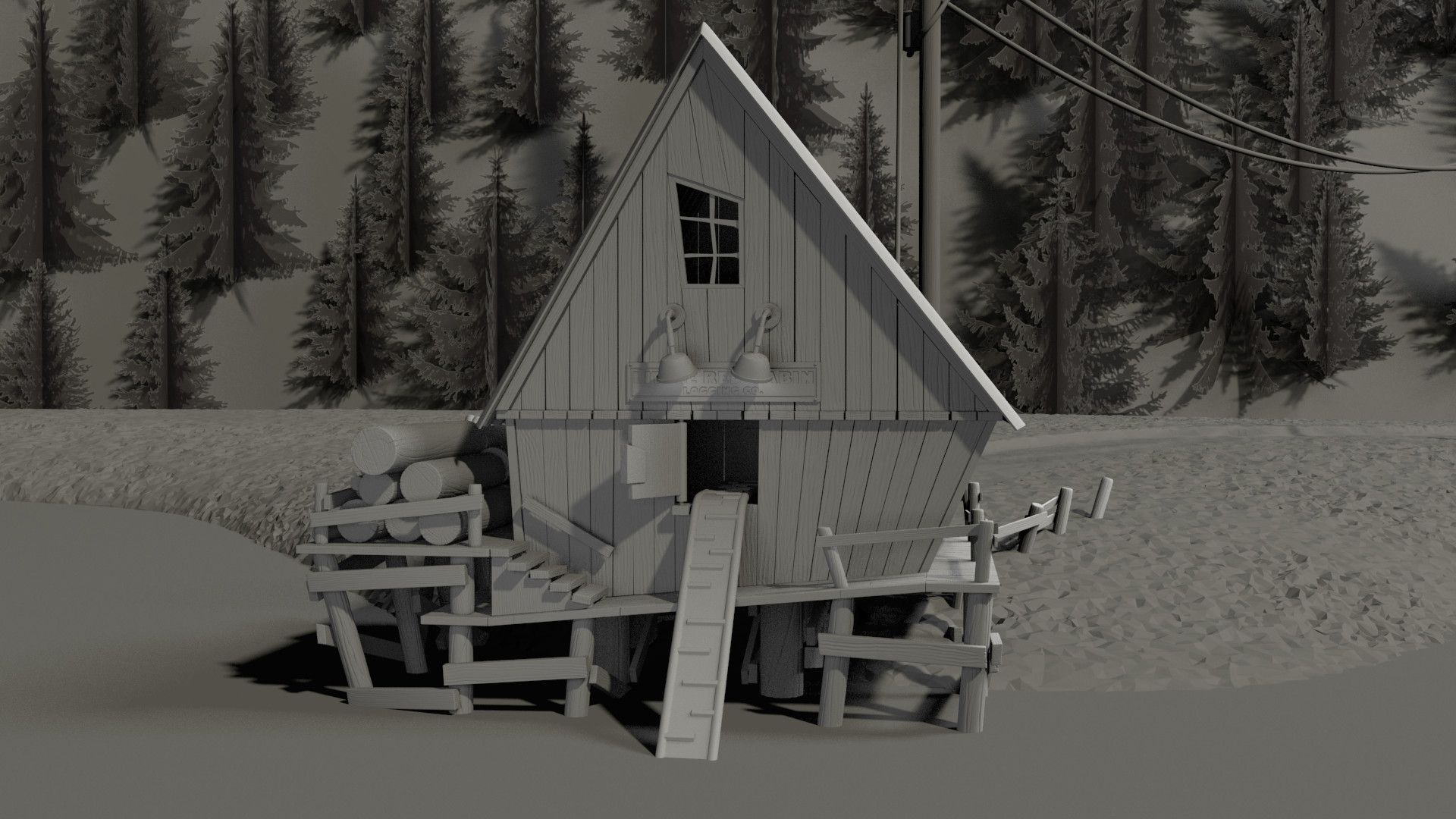 Artstation Little Red Cabin Wip Joel Ford