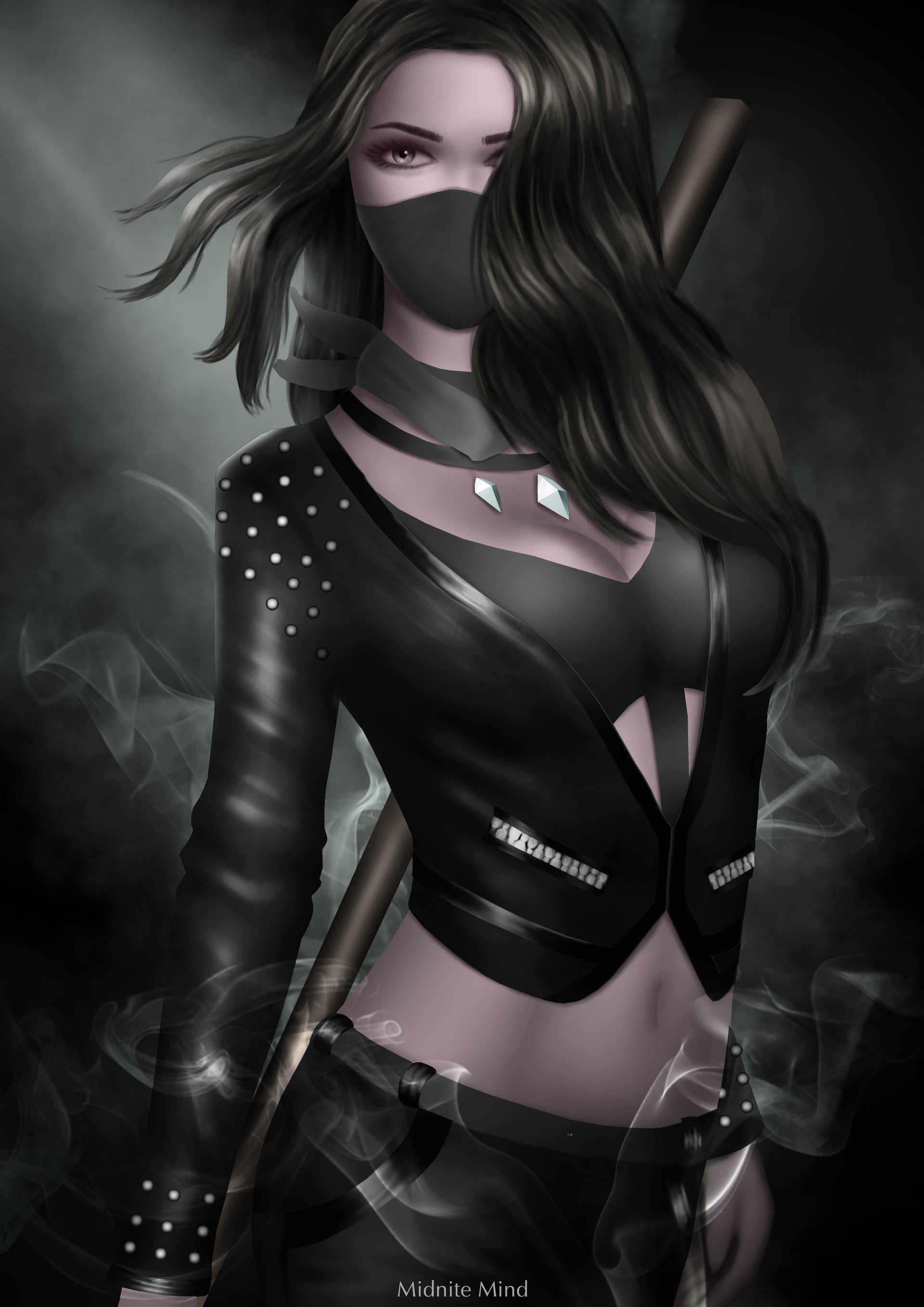 Anime gothic girl violet hair dark dress ruins by Geoserig on DeviantArt