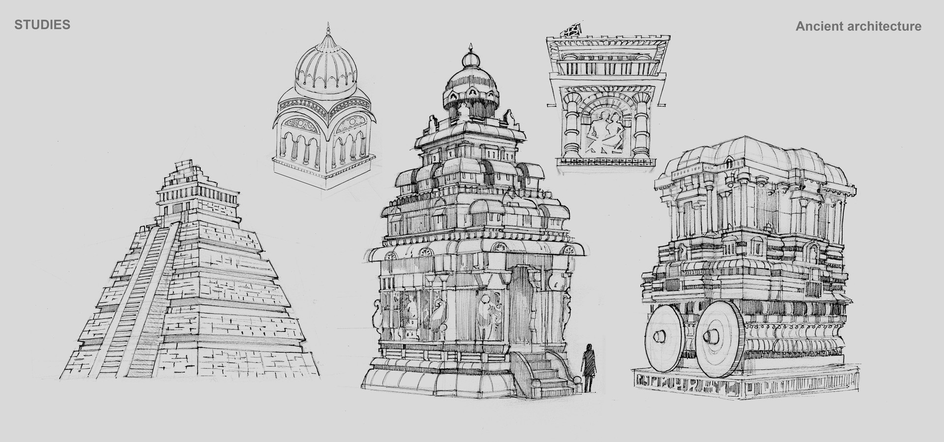 Heritage of India Temples of India sketches from India illustrated with  pen and pencil vintage book