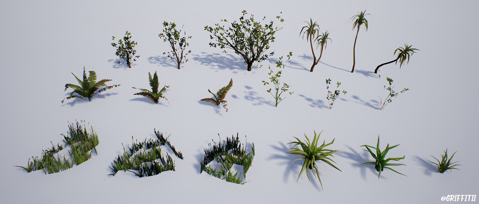 Foliage assets used in the environment
