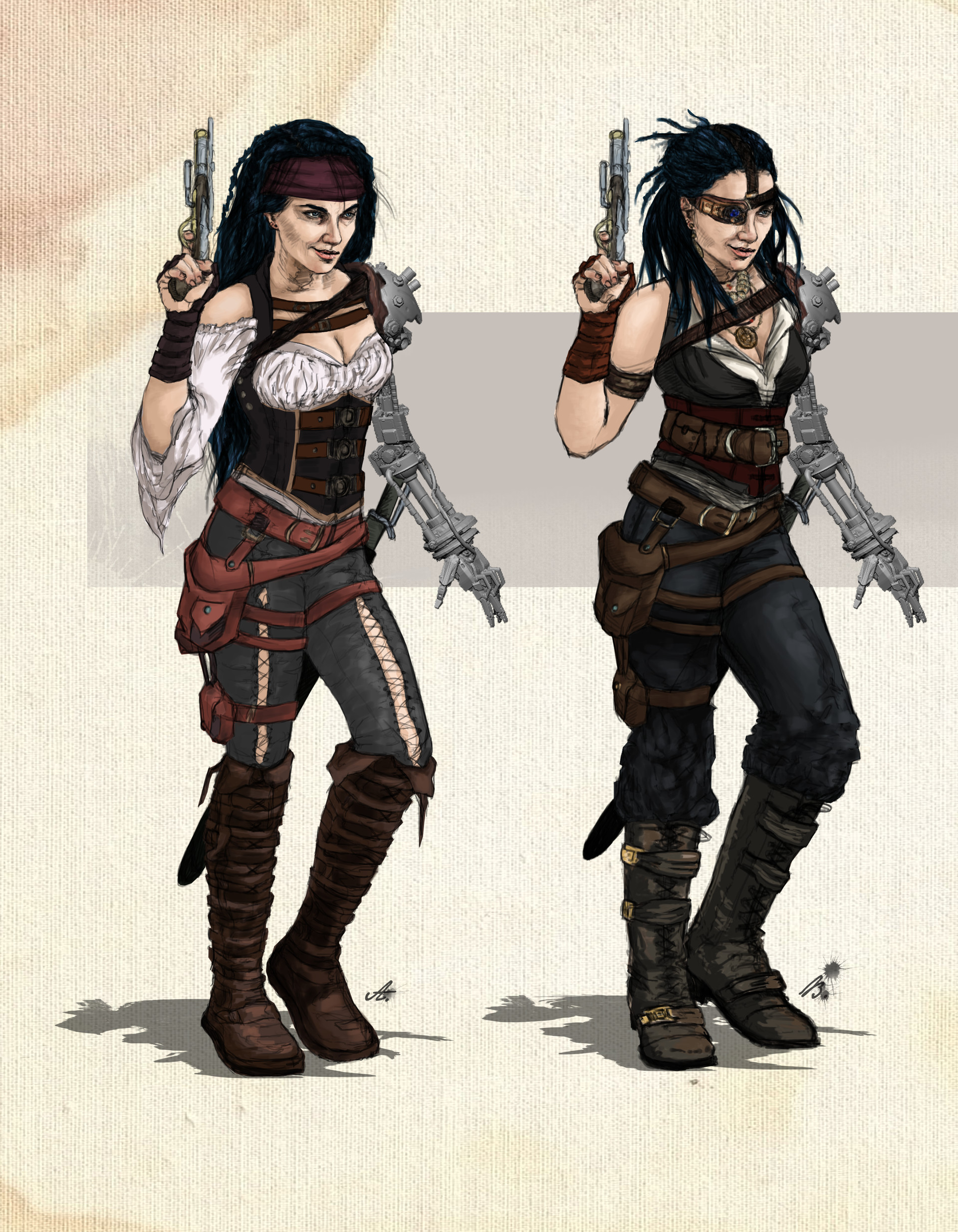 Stephanie McDowell - Pirate Captain Concept Iteration sheet