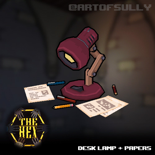 Desk Lamp + Papers (assets for 'The Hex')