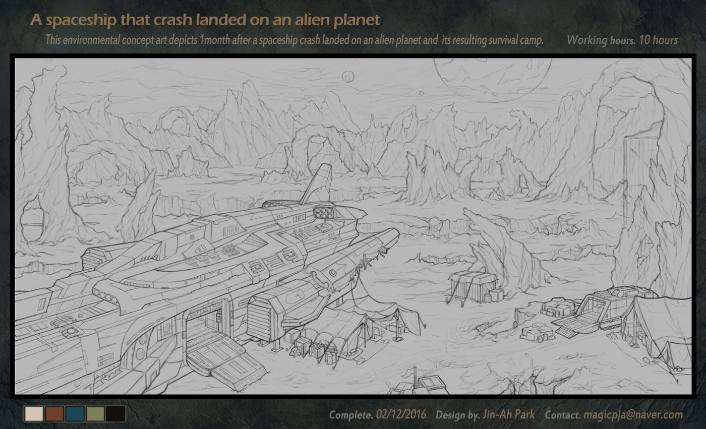 Artstation The Spaceship Crash Landed In An Alien Planet