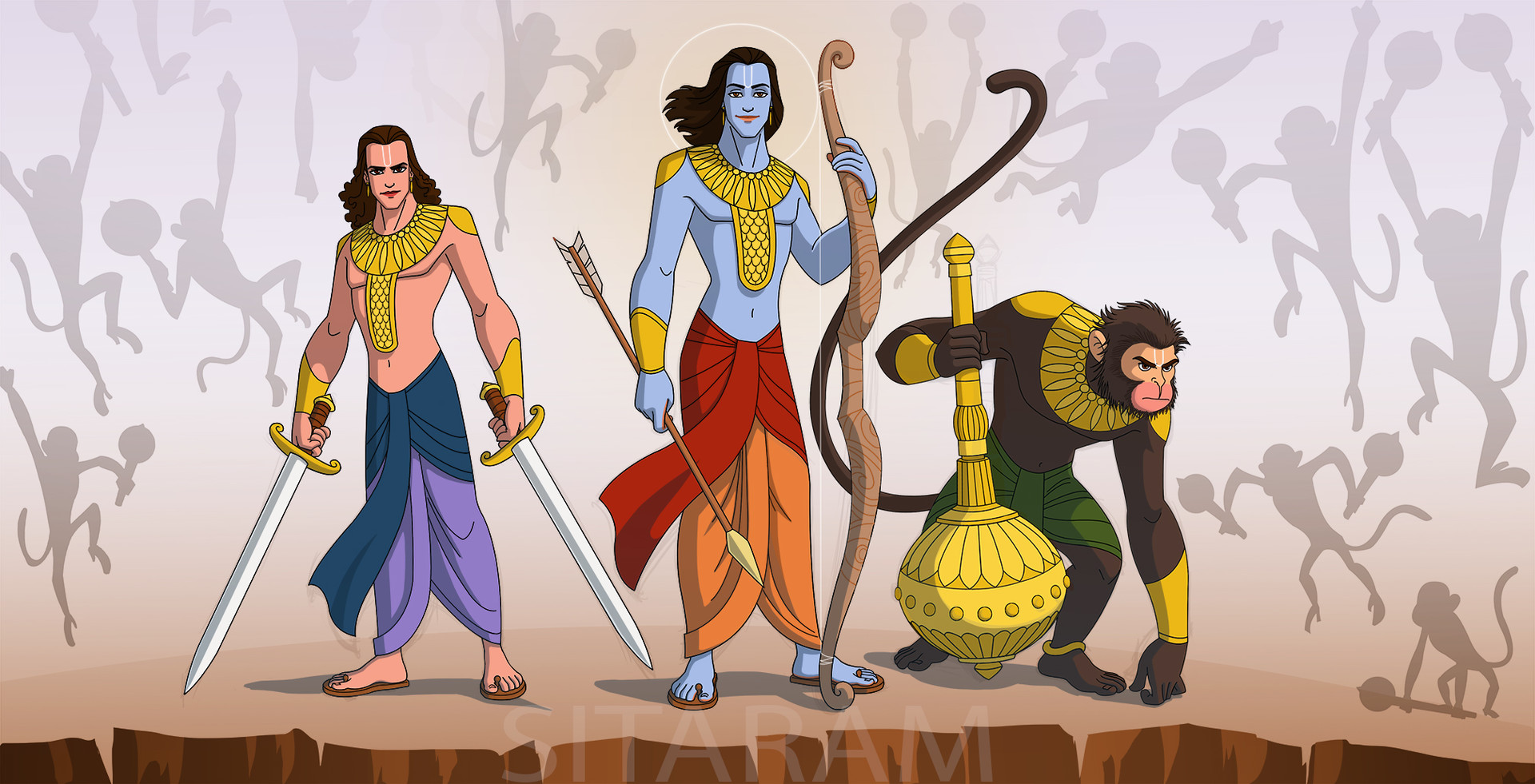 Artstation Ram Lakshman And Hanuman Sitaram Ulisi Hanuman meeting ram and laxman art print by vrindavan das. ram lakshman and hanuman sitaram ulisi
