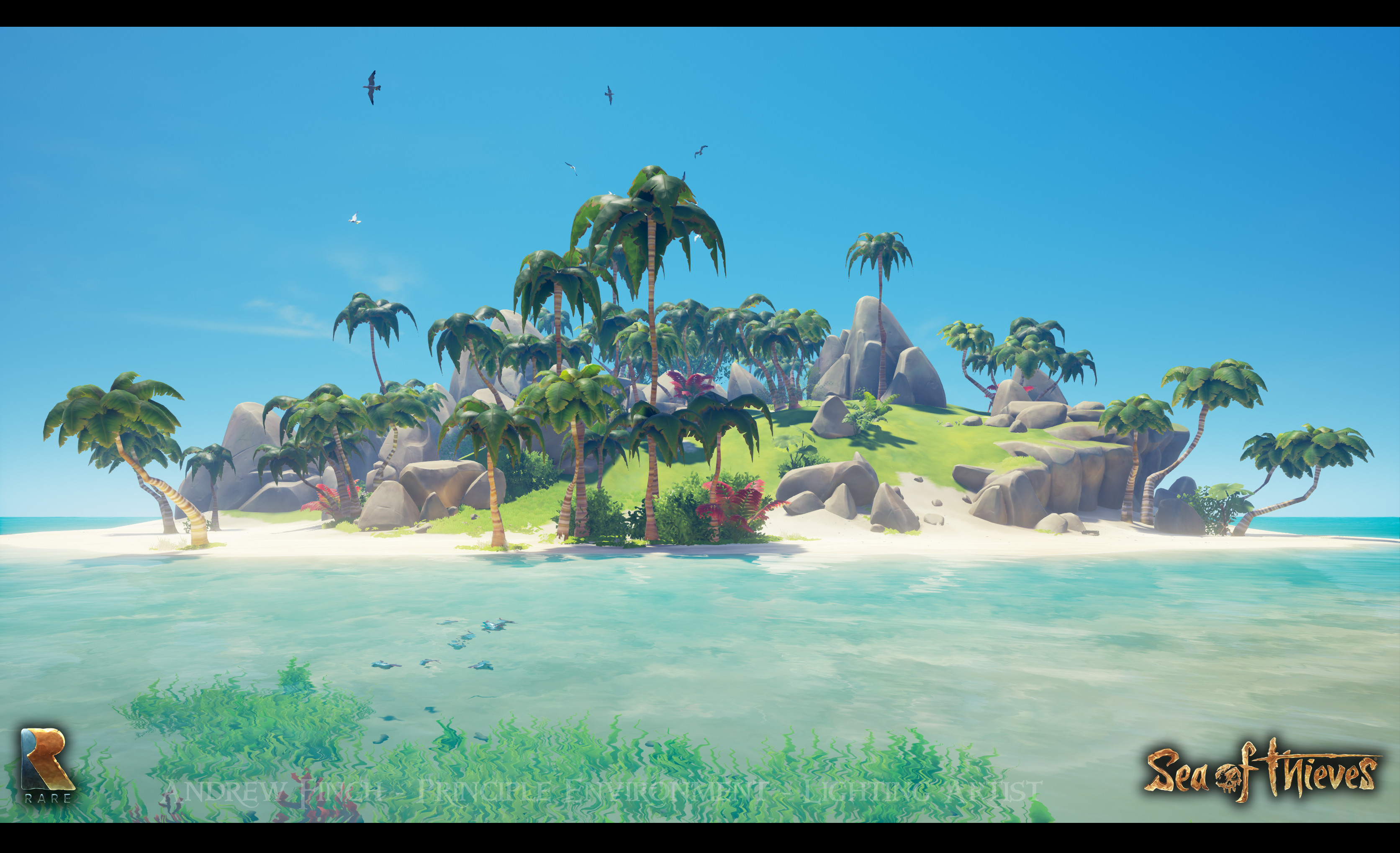 Острова sea of. Острова Sea of Thieves. Остров в море арт. Sea of Thieves пейзажи. Райский остров из мультфильма.