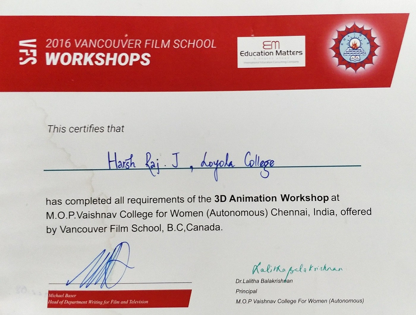 ArtStation - MY VANCOUVER FILM SCHOOL 3D WORKSHOP CERTIFICATE. ArtStation - MY VANCOUVER FILM SCHOOL 3D WORKSHOP CERTIFICATE.