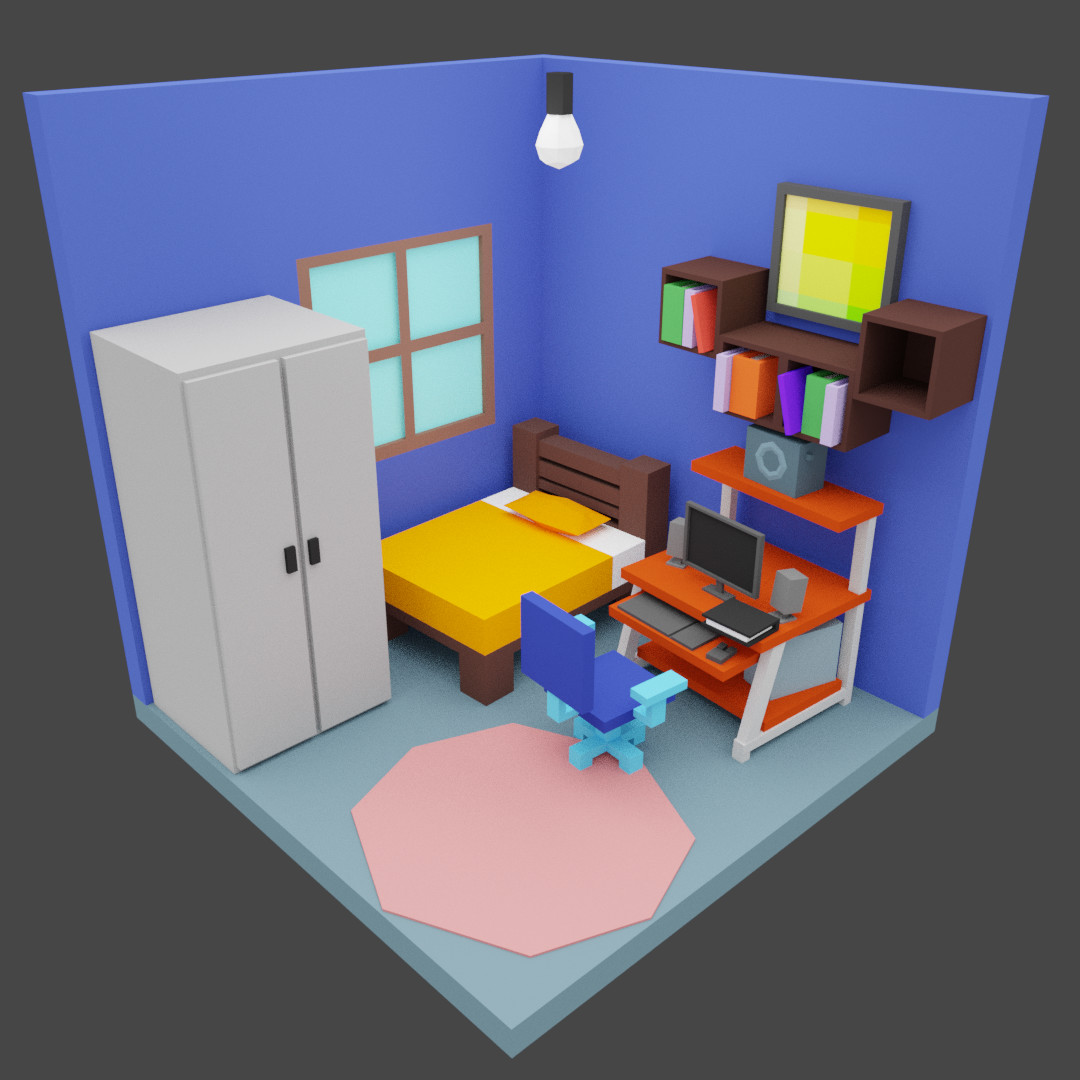 Artstation 3d Low Poly Bedroom