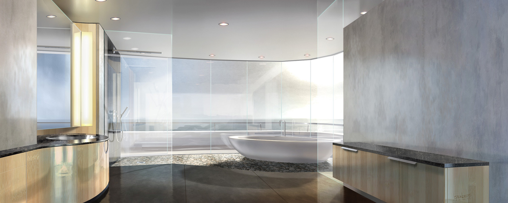 Tony's bathroom, west view. This never made it into the film but was fun to design nevertheless!