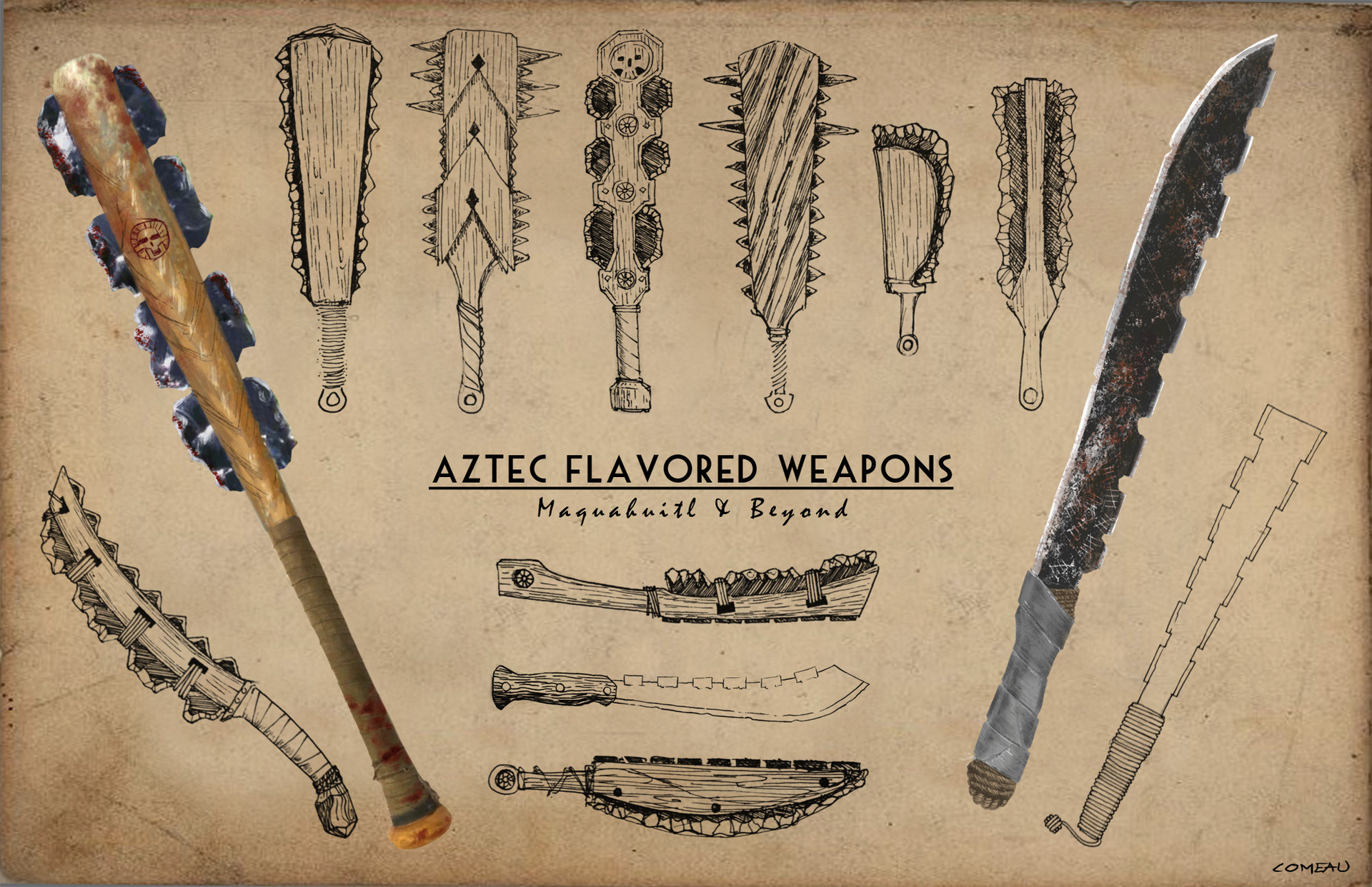 ArtStation Aztec Inspired Weapons