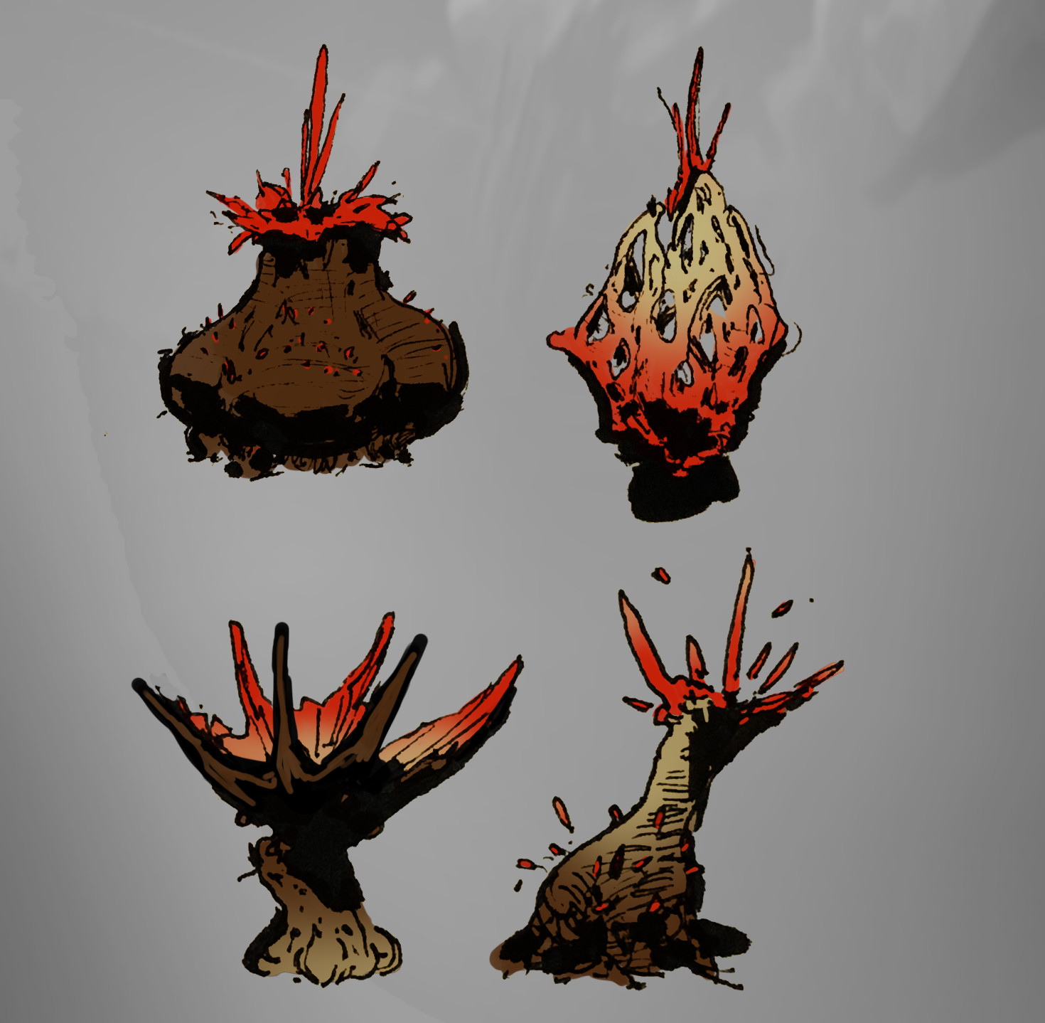Fauna sketches for ideas about plant life around the map, mostly based on fungi