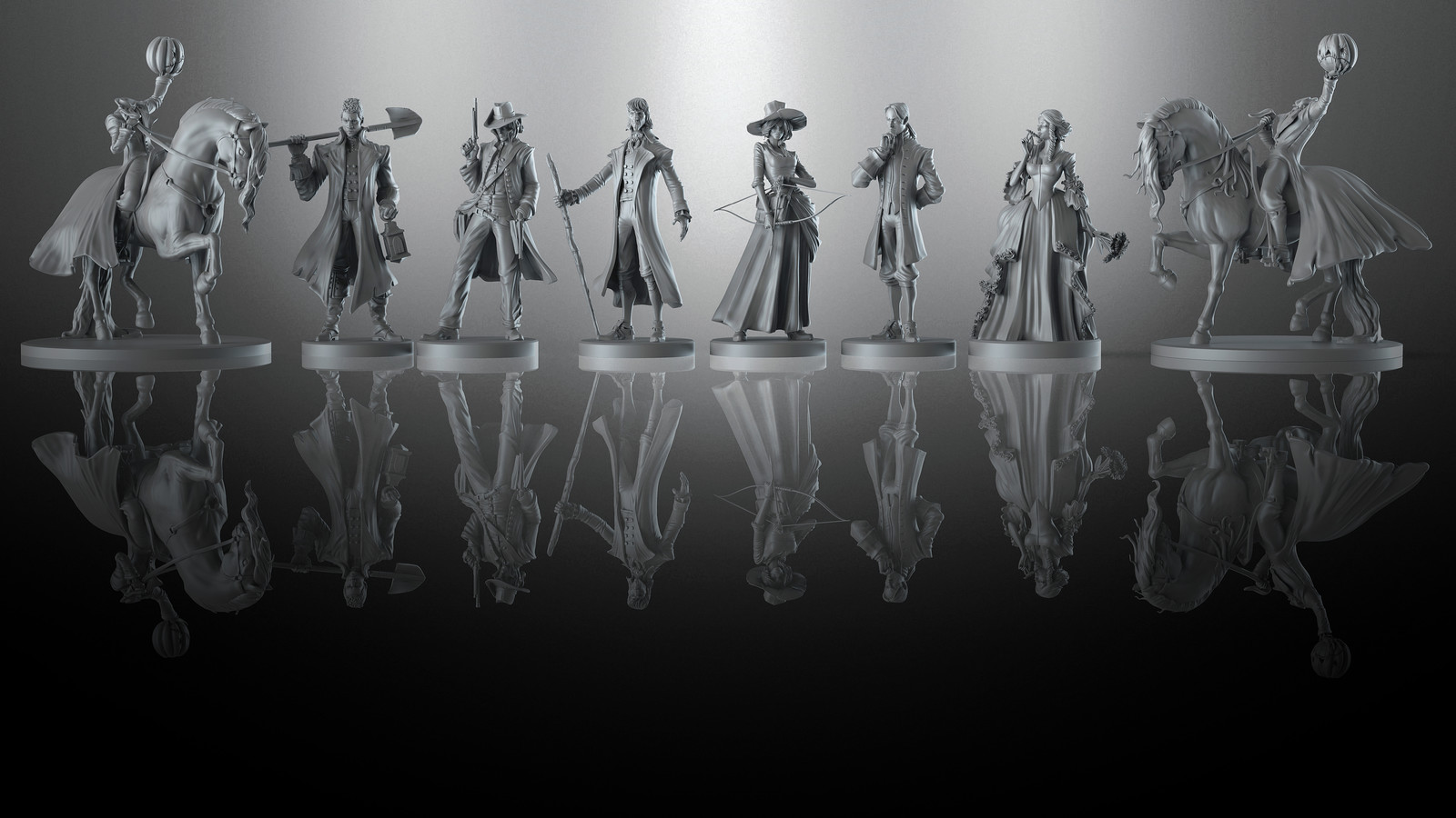 Legends of Sleepy Hollow board game miniatures
