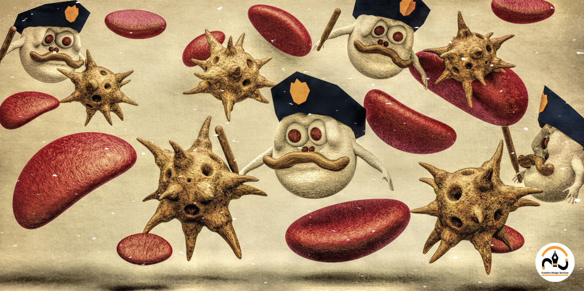Artstation The Life Of Red And White Blood Cells With Bacteria