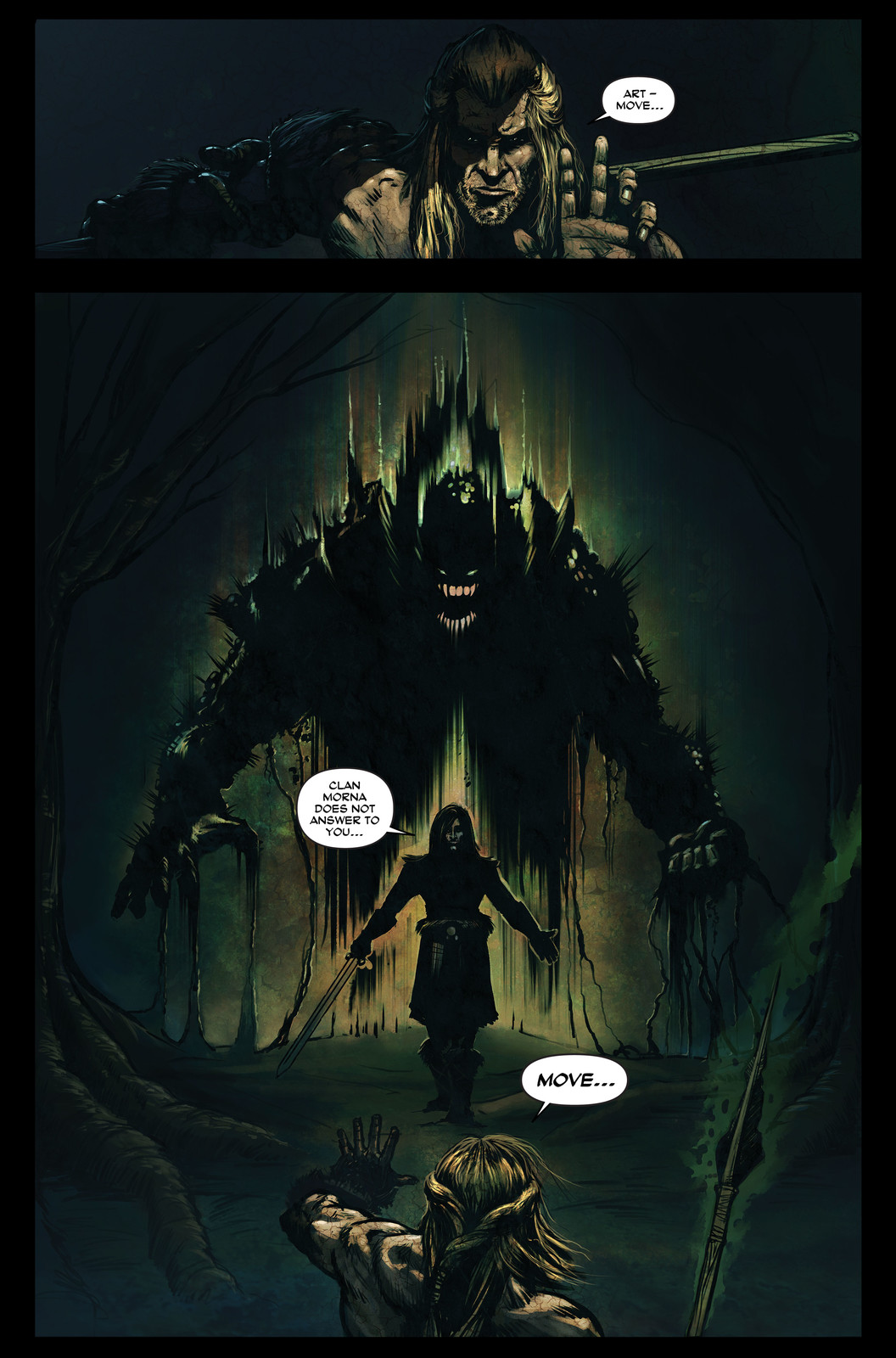 Finn McCool Comic - Finn meets Art and the creature Aillen
