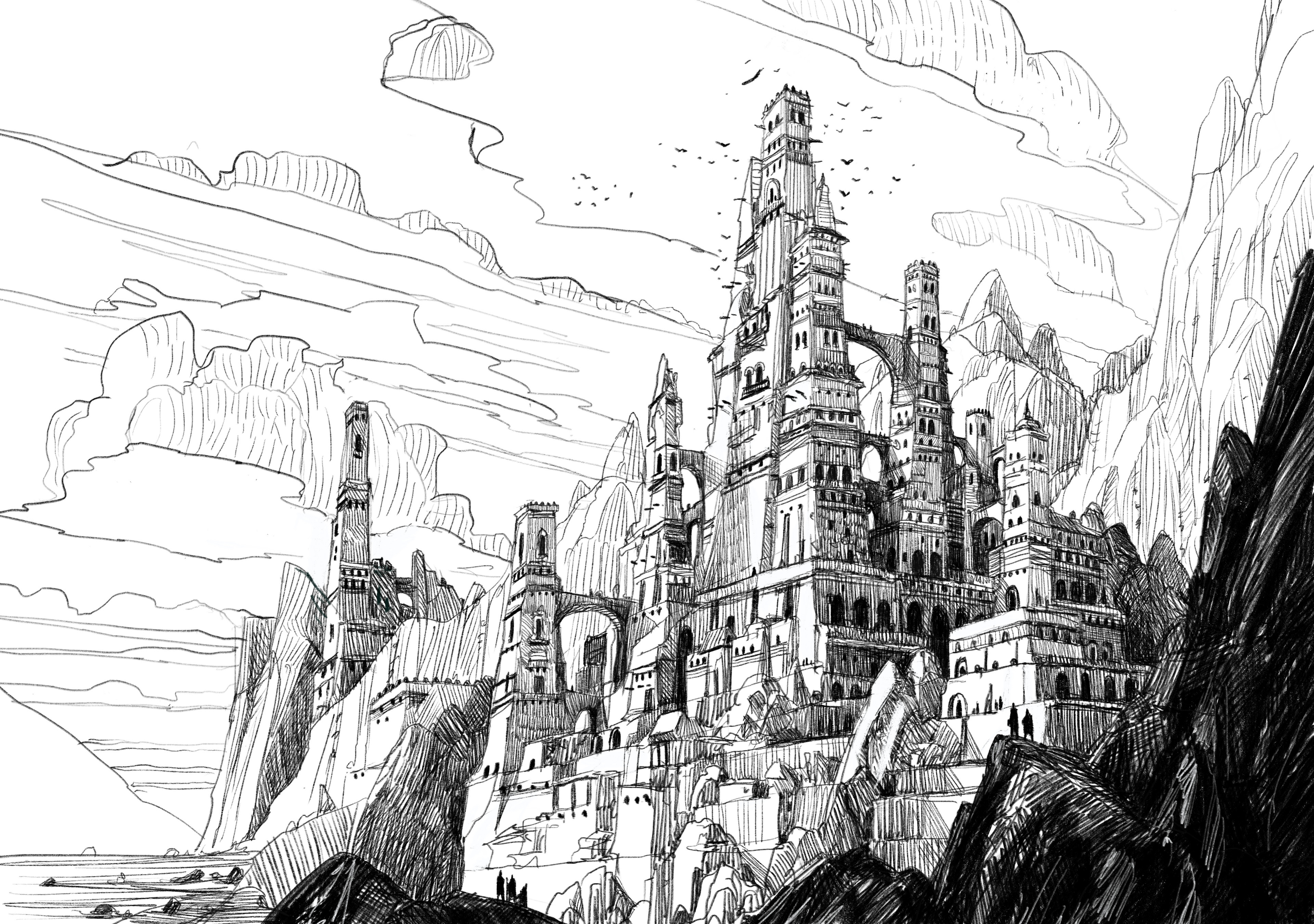 Castle in the Mountains. done in Procreate. 2017