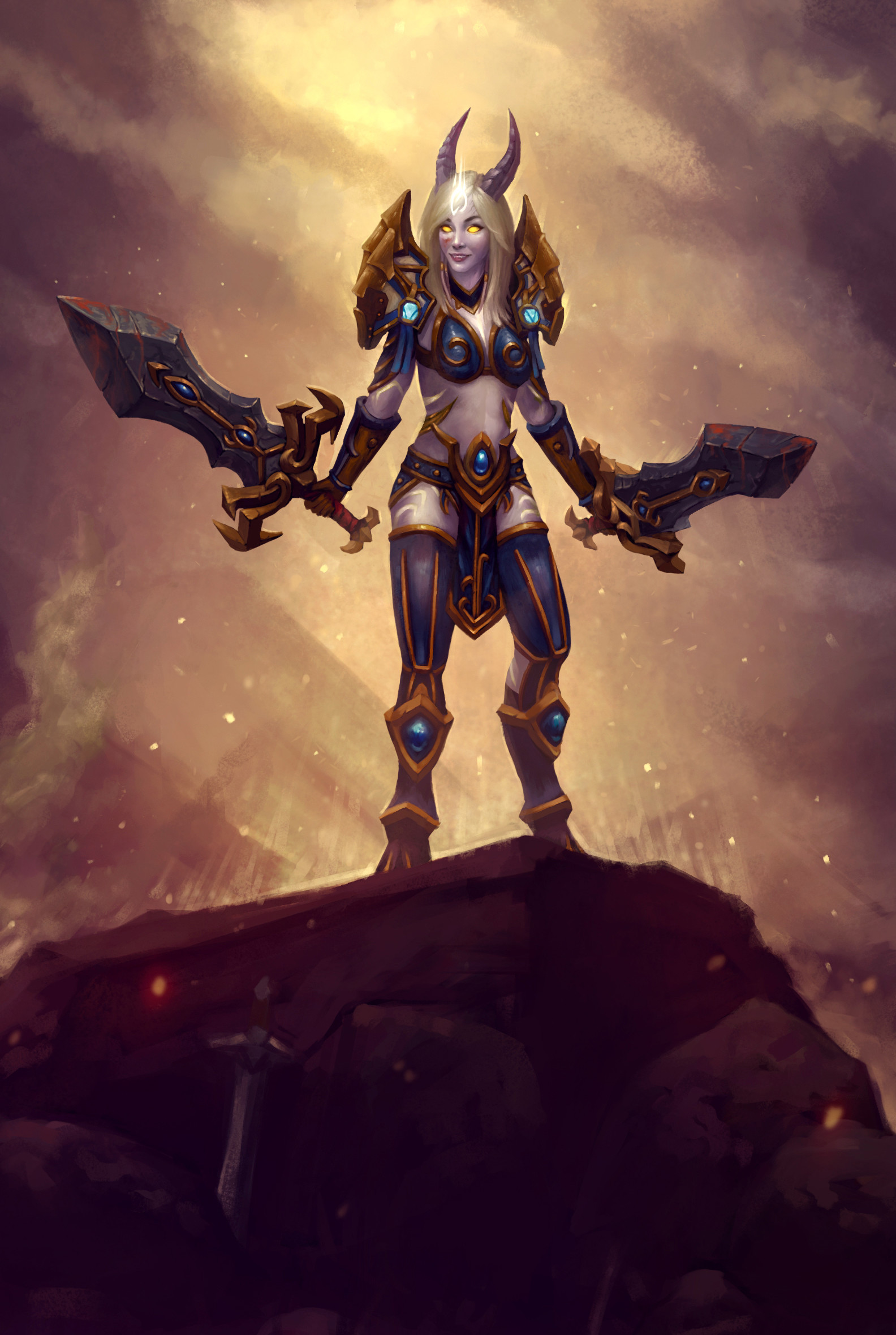 Artstation Lightforged Draenei Warrior Zaelii Art