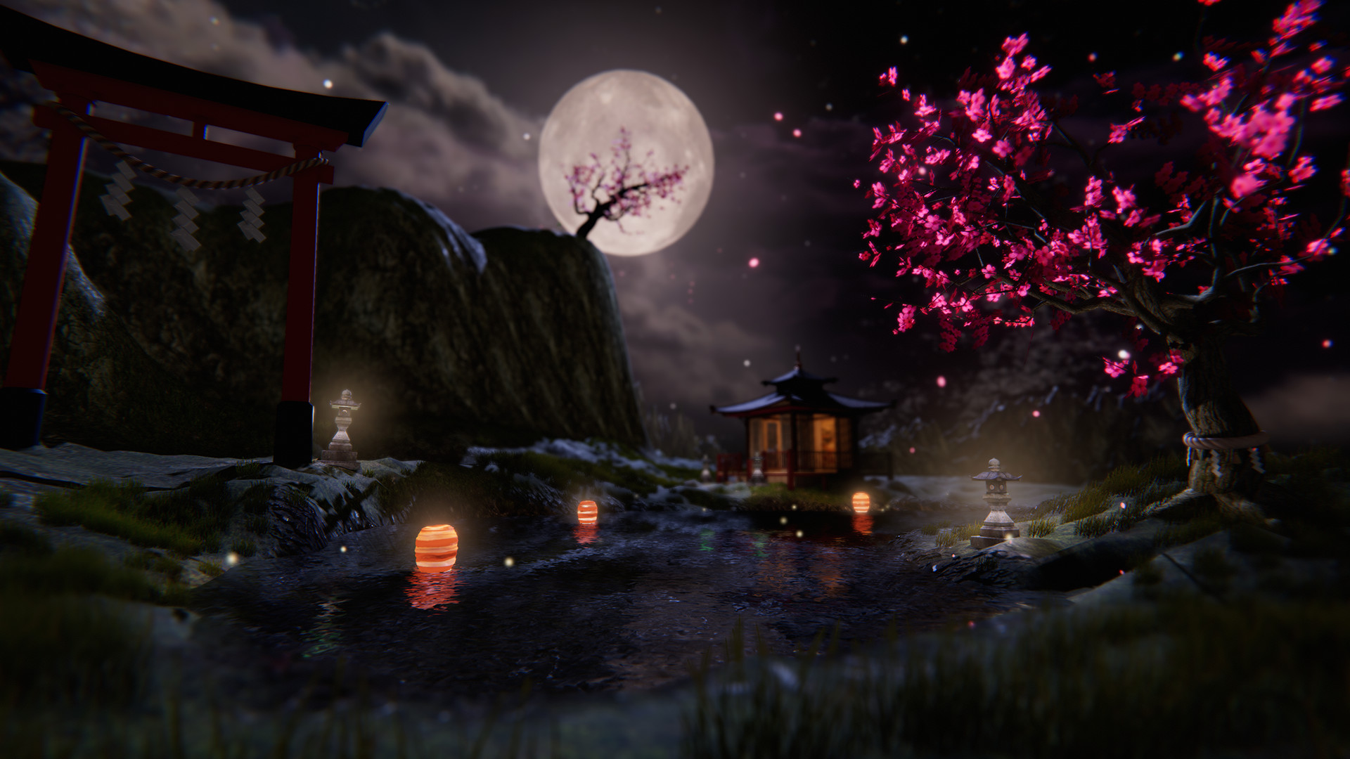 Cherry Blossoms In Moonlight Live Wallpaper Live Wallpaper, 49 OFF