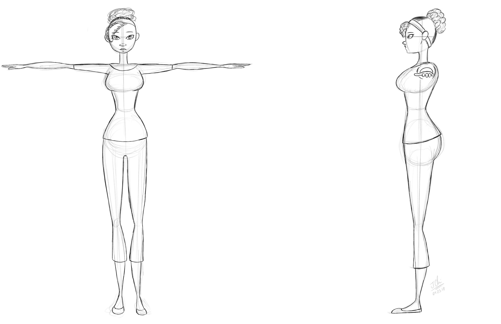 character design (2D) turn around (T pose) 