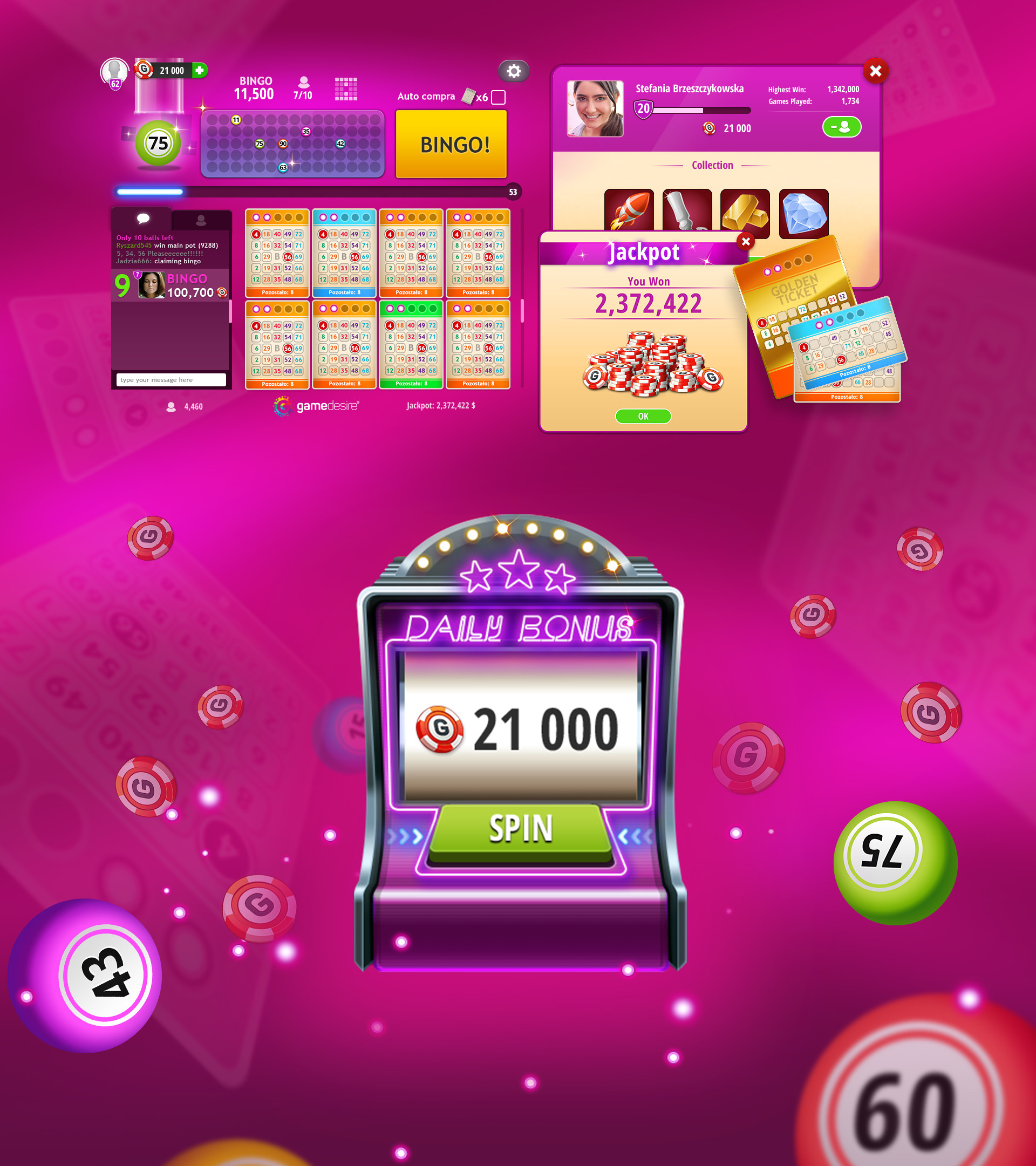 GameDesire Bingo, Facebook App