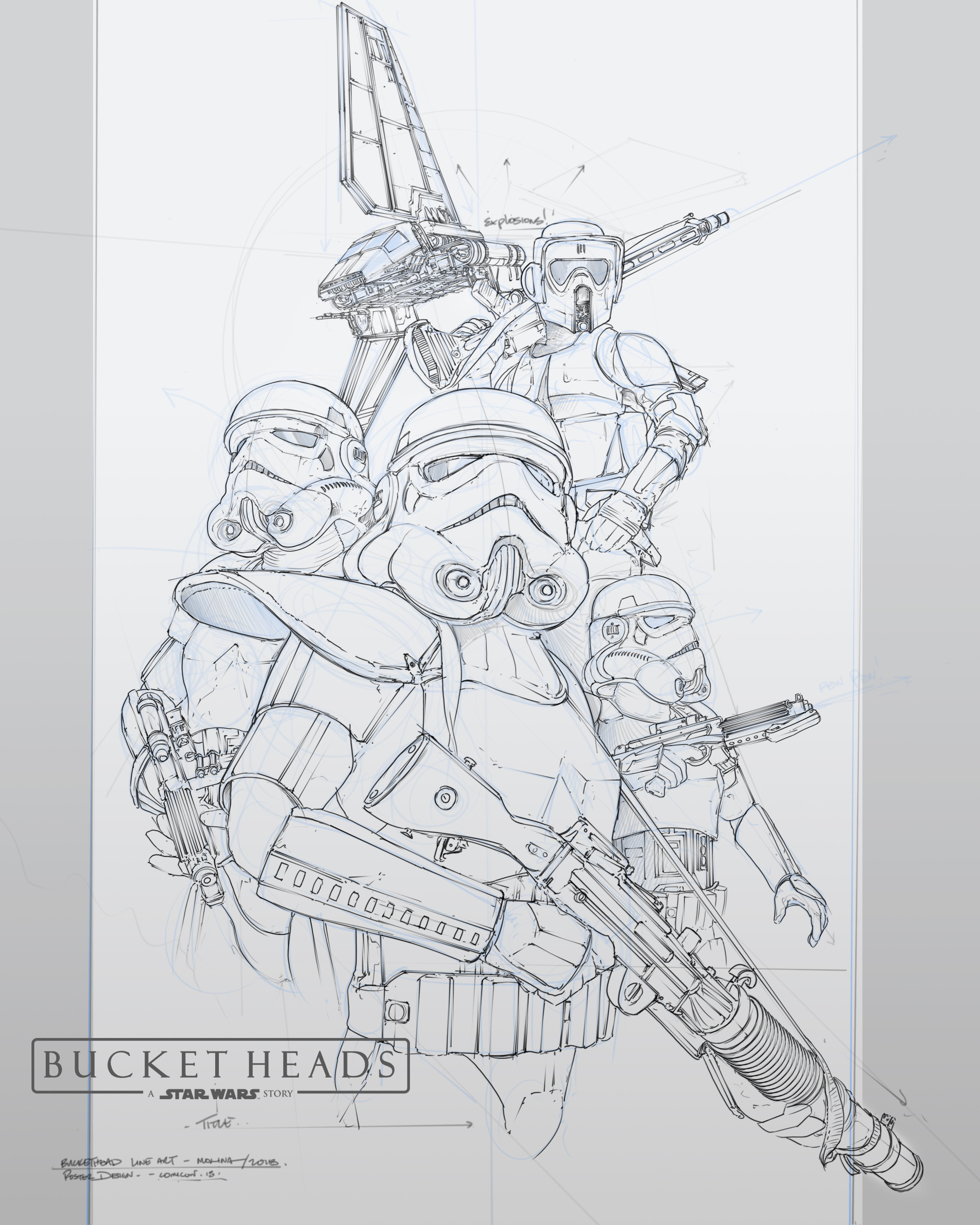 Line Art - Bucketheads Poster 