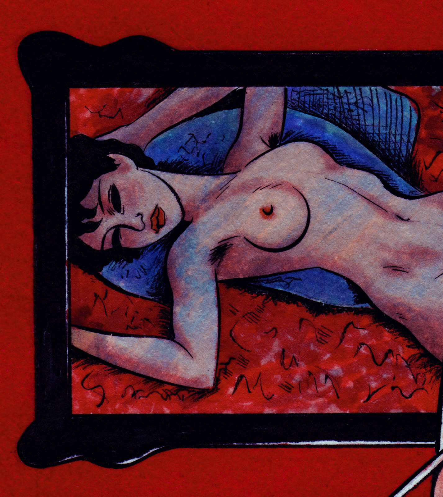 Close-up of "Reclining Nude" by Amadeo Modigliani.