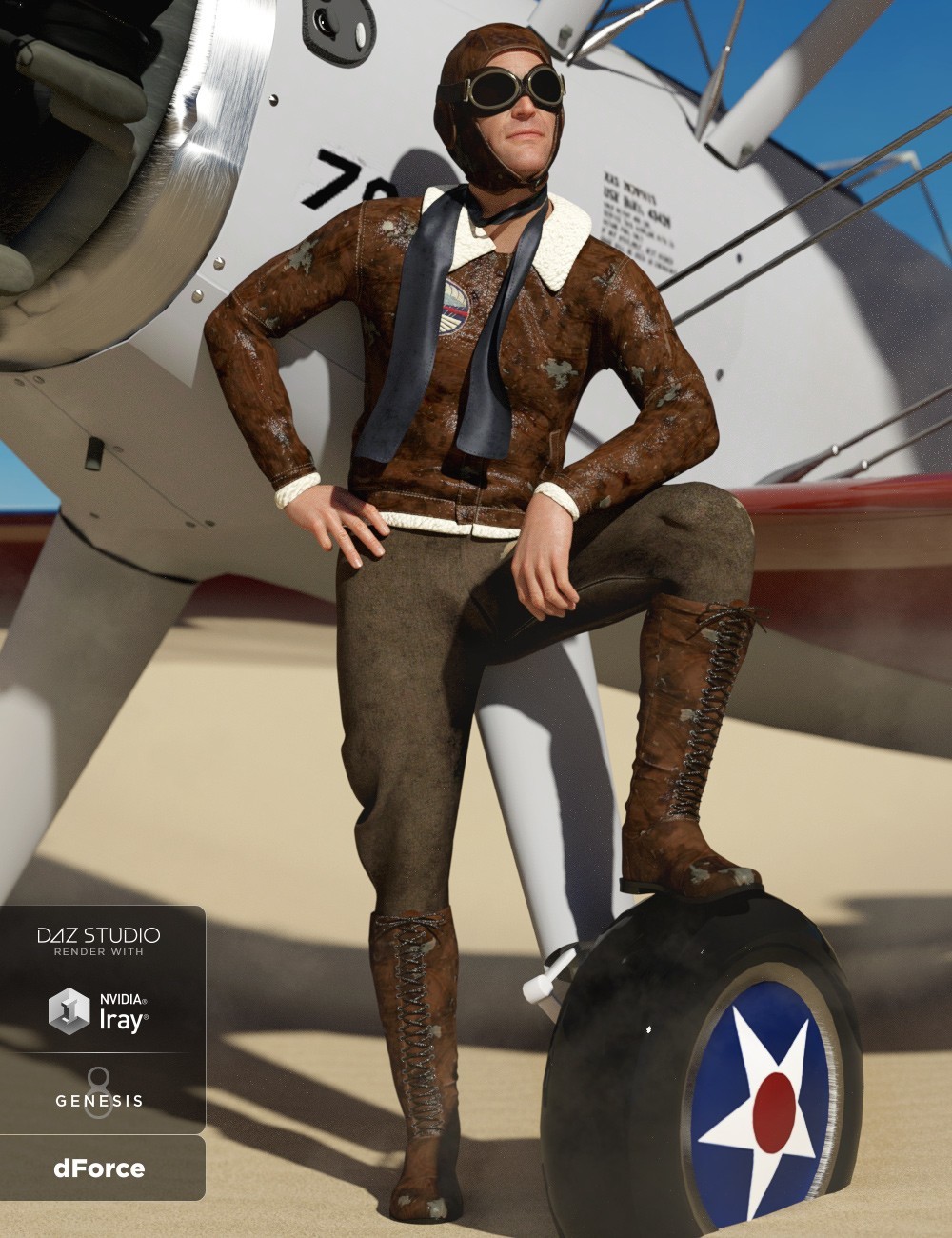 Lisa Nikisatez dForce Retro Aviator Outfit for Genesis 8 Male s