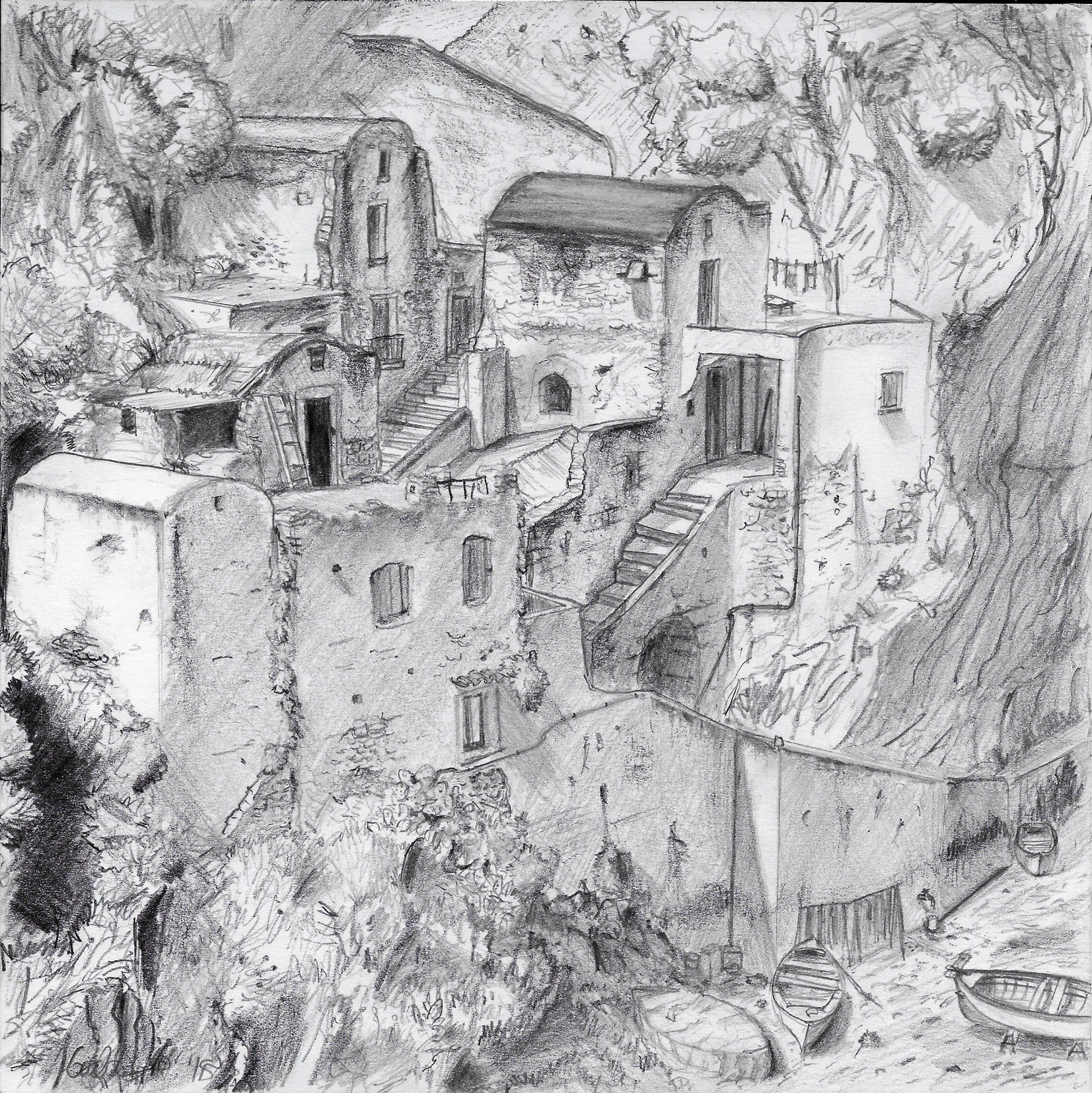 Artstation Fishing Village Amalfi Giuliano Costa