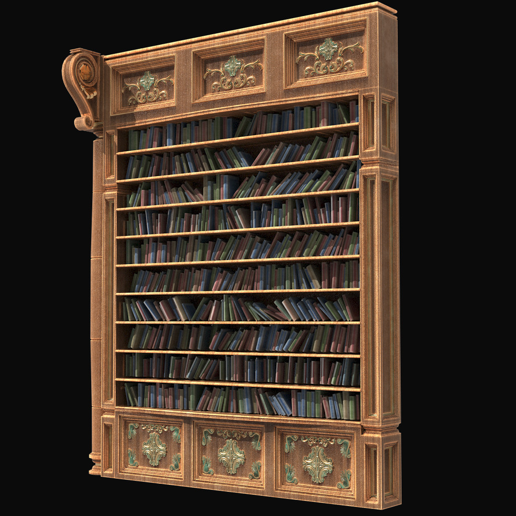 Book shelf and its books! All physics and randomized right inside of Modo.