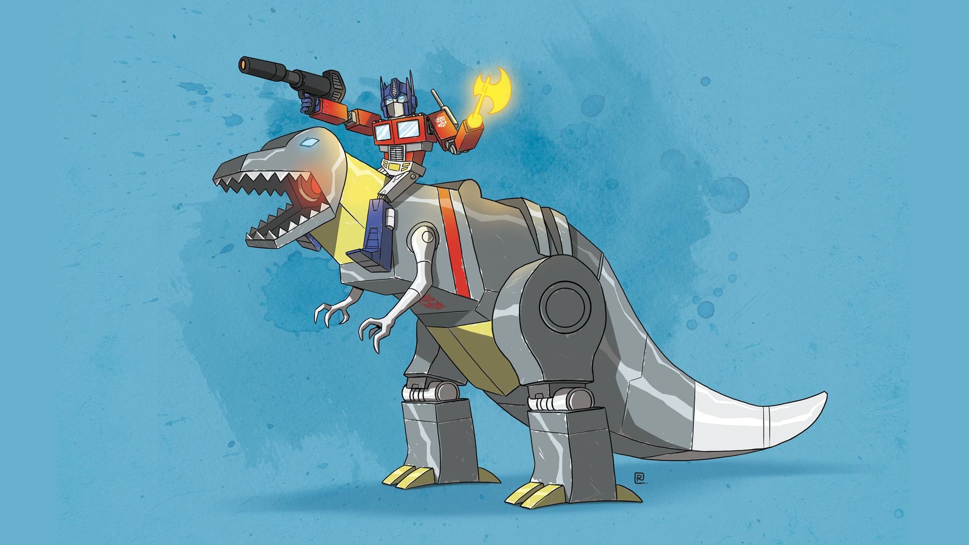 Optimus prime riding shop dinosaur
