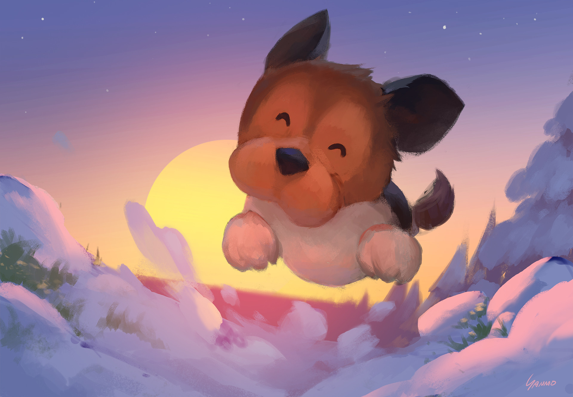 Artstation - Puppy In Snow World