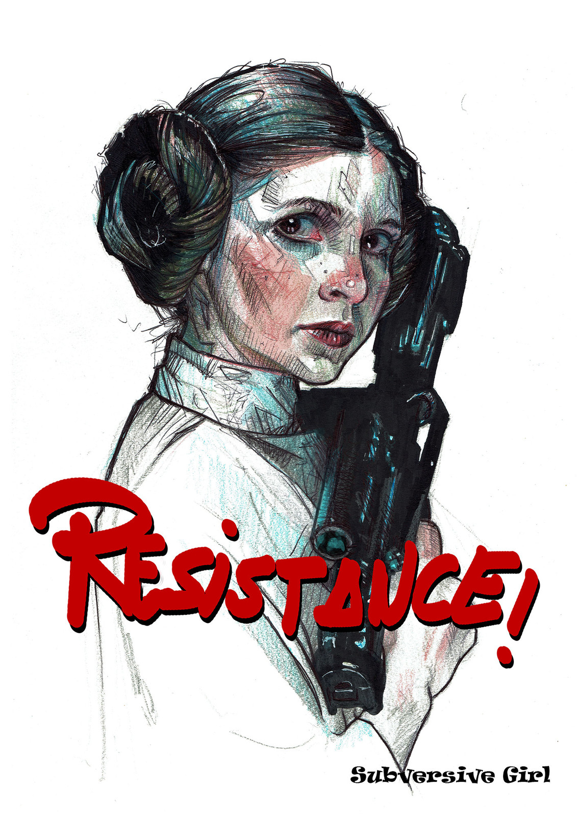 "Resistance!" Fanart based on the Princess Leia from the orignal saga "Starwars". A mix between traditional drawing with some touchs of Photoshop.