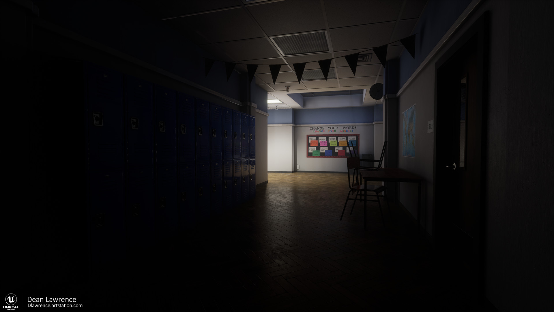 dark school hallways
