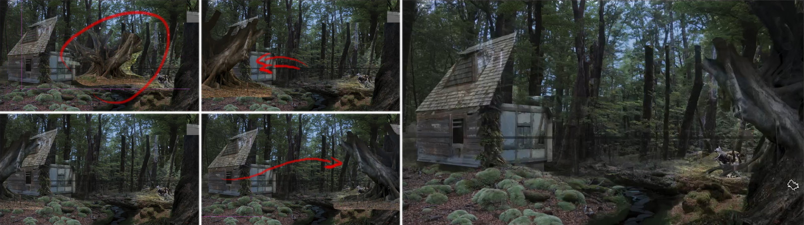 09 - An example of how a single photo element, in this case a tree, can sometimes travel a long way before finding its place