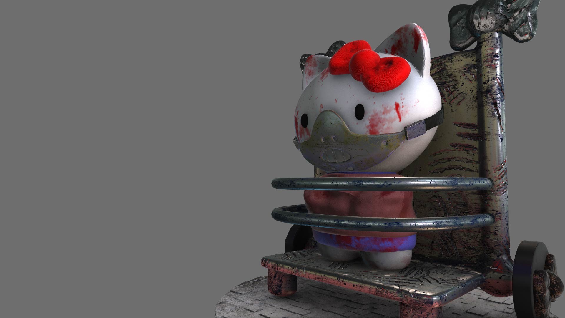 Artstation Hello Bloody Kitty Diorama Model 3d Print Sean Guerrez