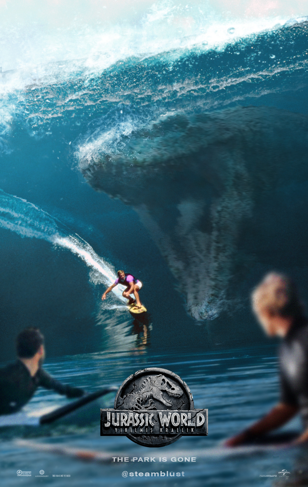 Giant Mosasaurus Features in Jurassic World Poster