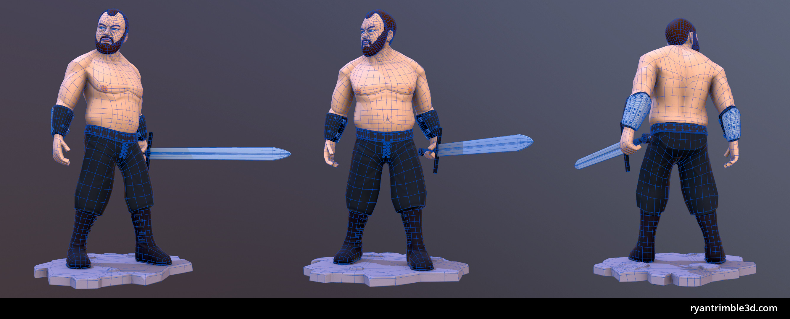 Low-poly wireframe turnaround