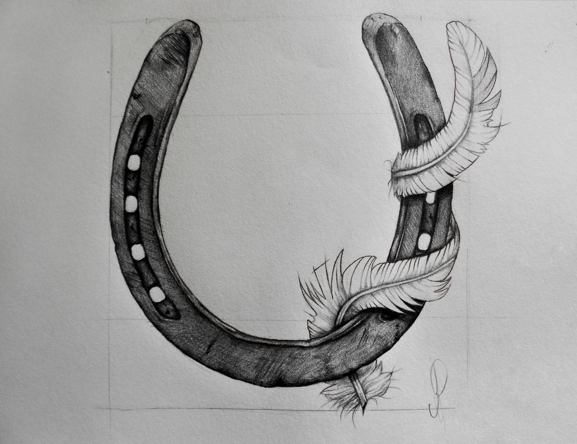 Horseshoe with flowers hand drawn sketch Vector Image