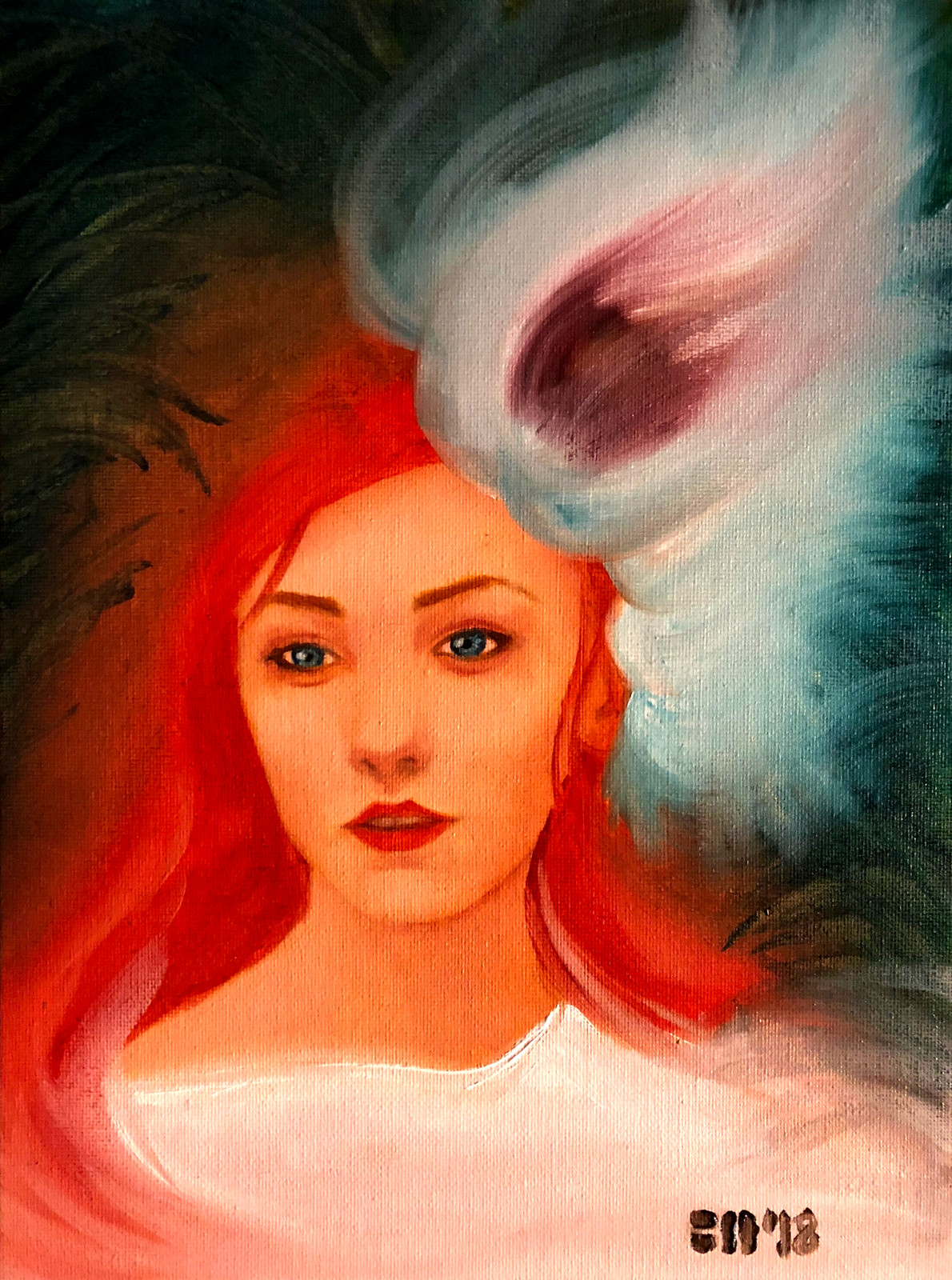 Artstation Red Haired Woman 2018 Oil Scott Hernandez