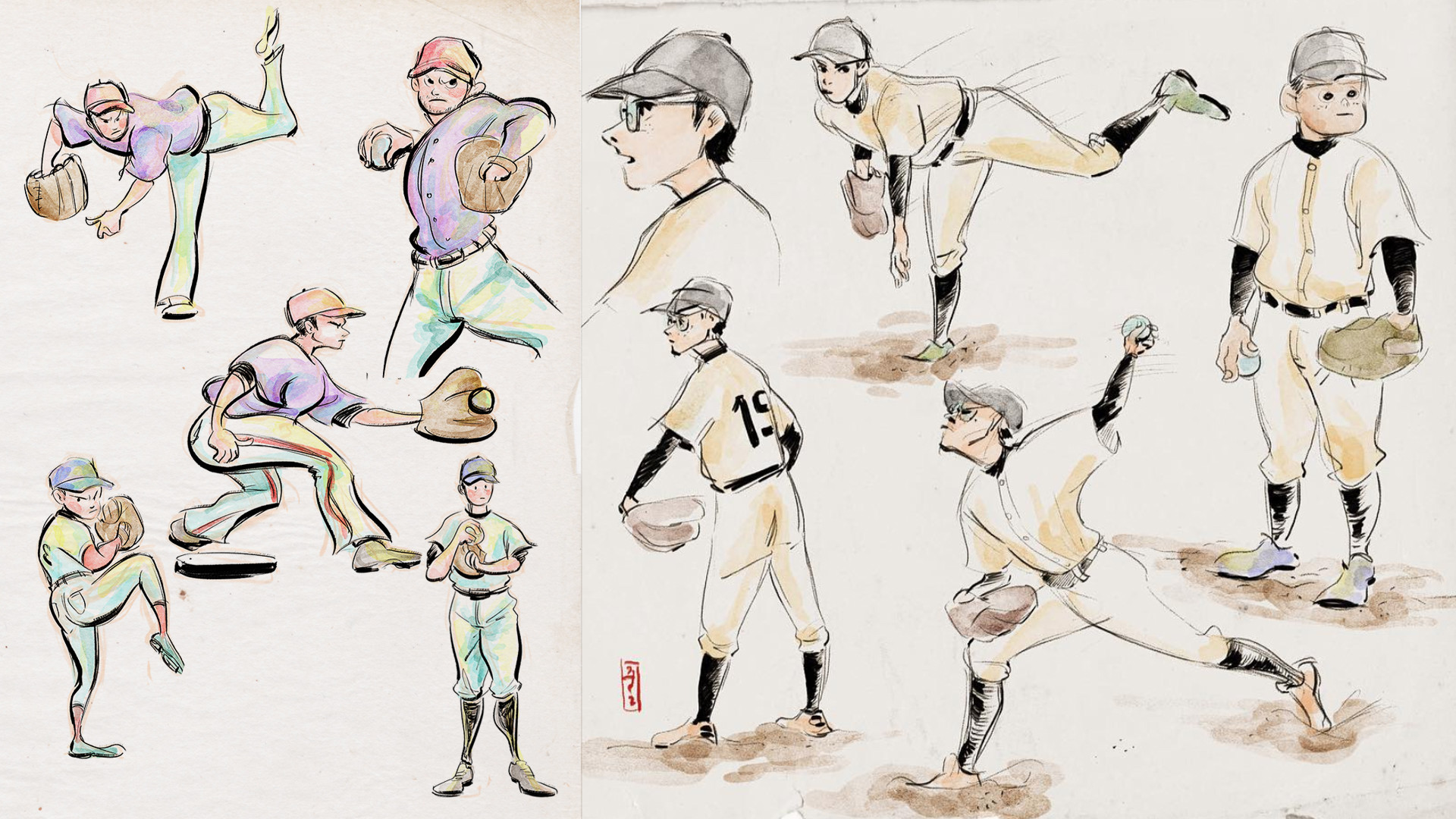 ArtStation Baseball gesture drawings