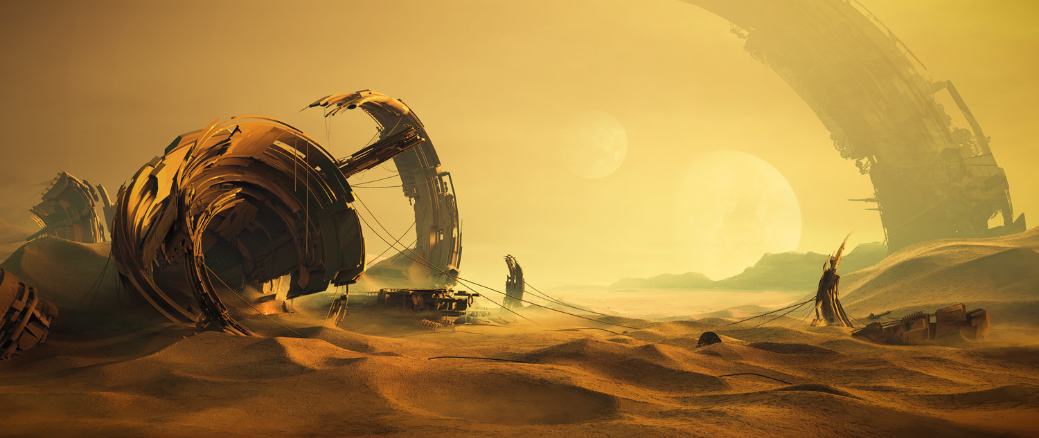 Desert wreckage sci-fi concept