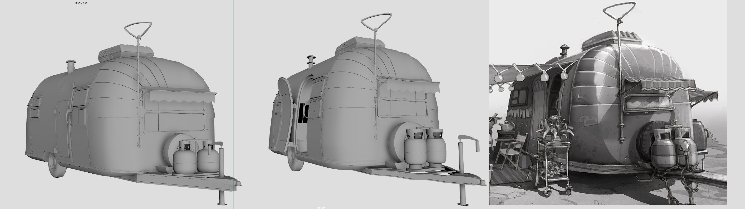 Airstream Camper Stylized shapes