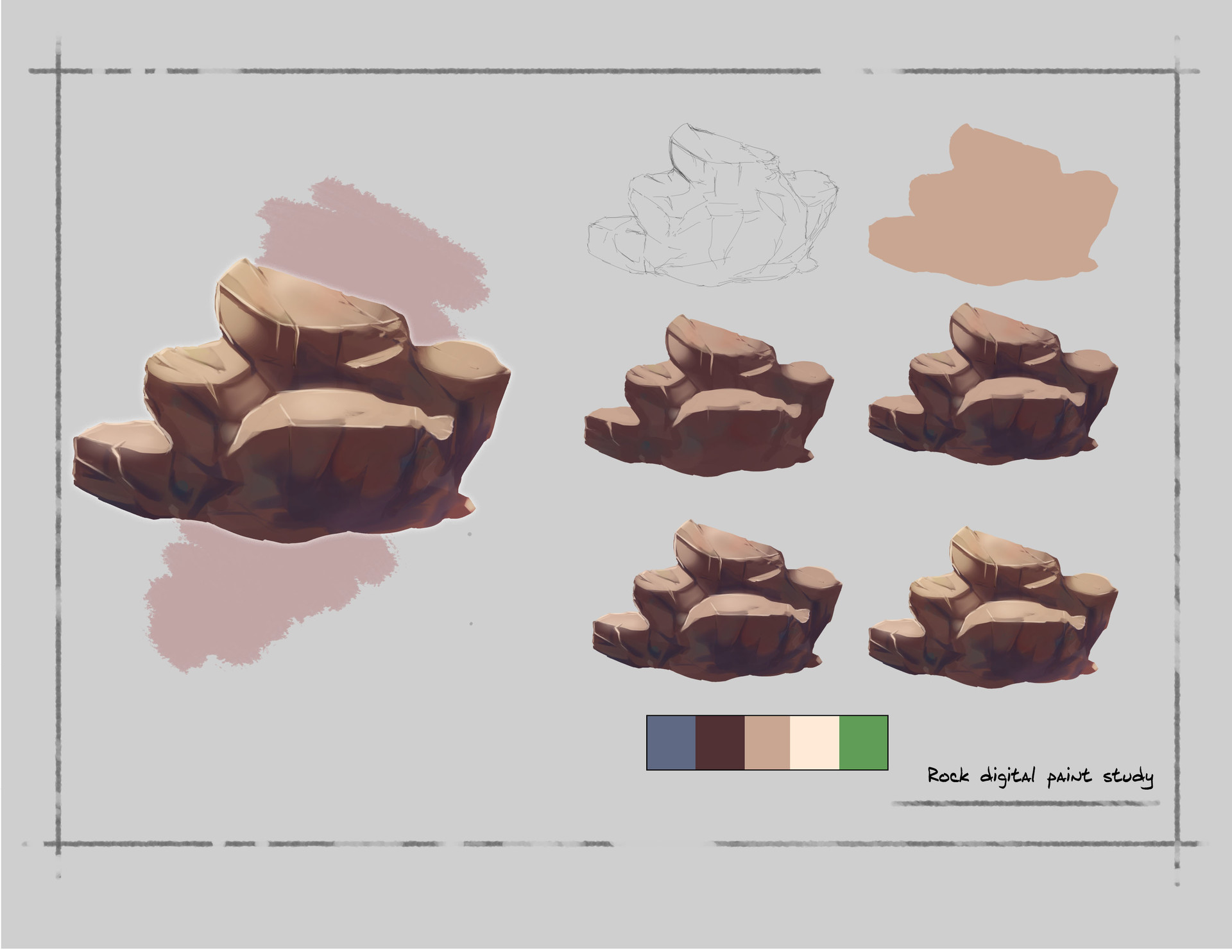 Nicolas Richer Bastien Hard surface digital painting Rock