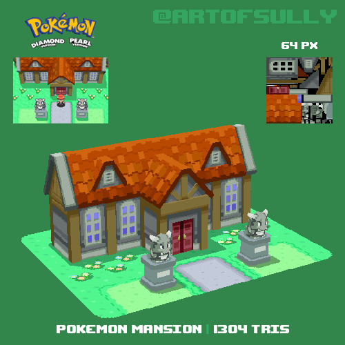 3D Pixel-Art Pokemon Mansion (Pokemon Diamond/Pearl Fanart)