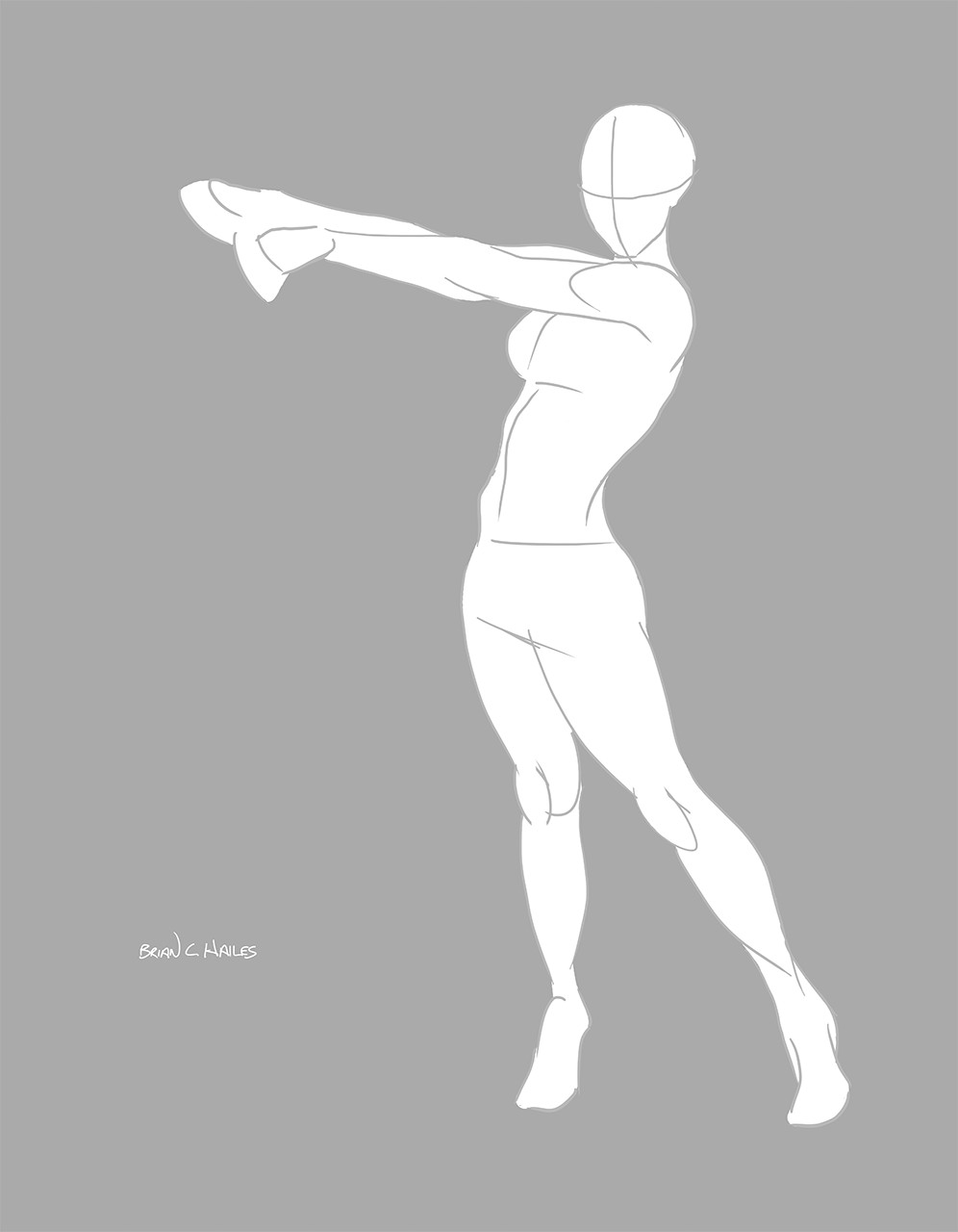 Brian C Hailes Female Figure Study Standing Rope Pull