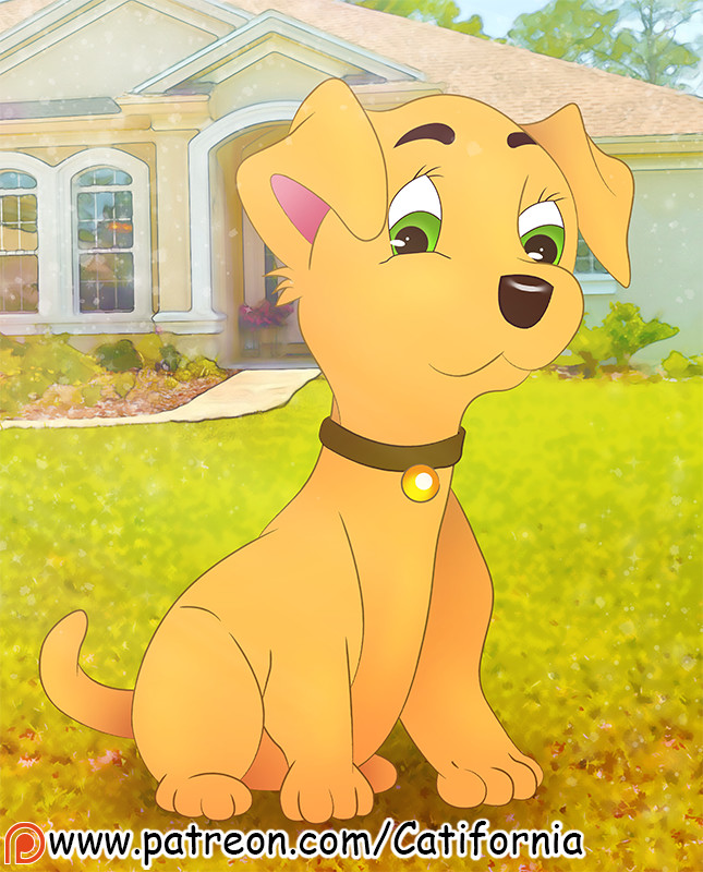 Artstation Cute Puppy Sitting At The Yard In Cartoon Style Cati Fornia,Dragon Horns Drawing Side View