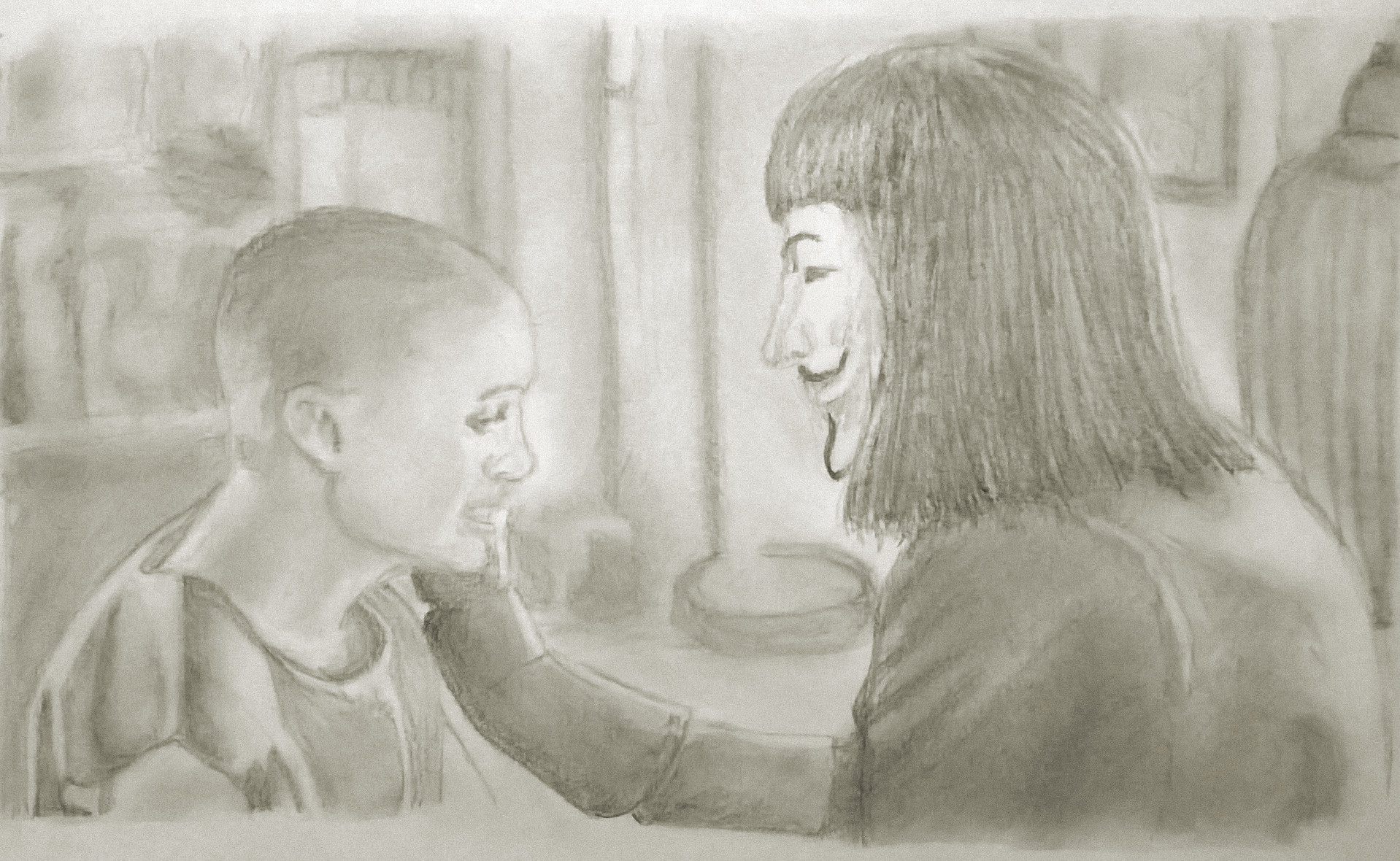 Artstation V For Vendetta Pencil Sketch May 1st 2018 Davide Tirindelli