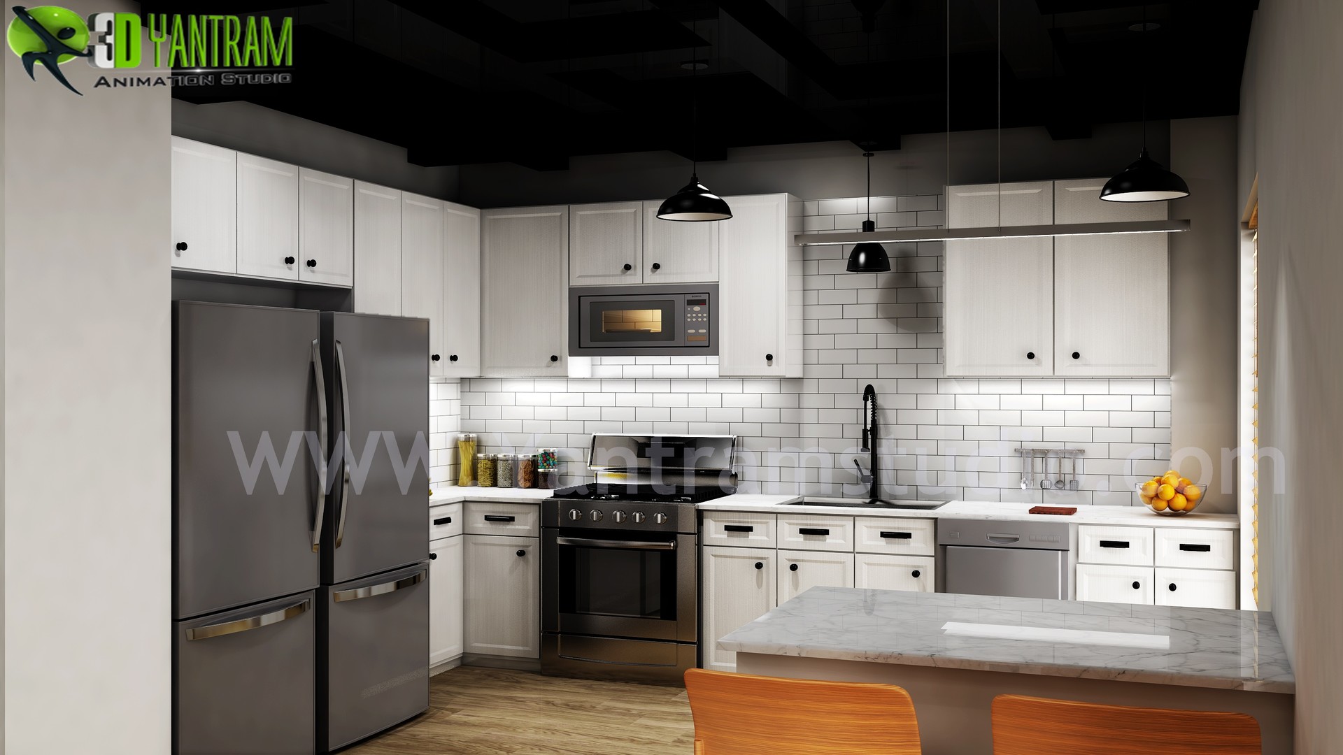 ArtStation - Modern Small Kitchen Design Ideas by Yantram 3d Interior ...